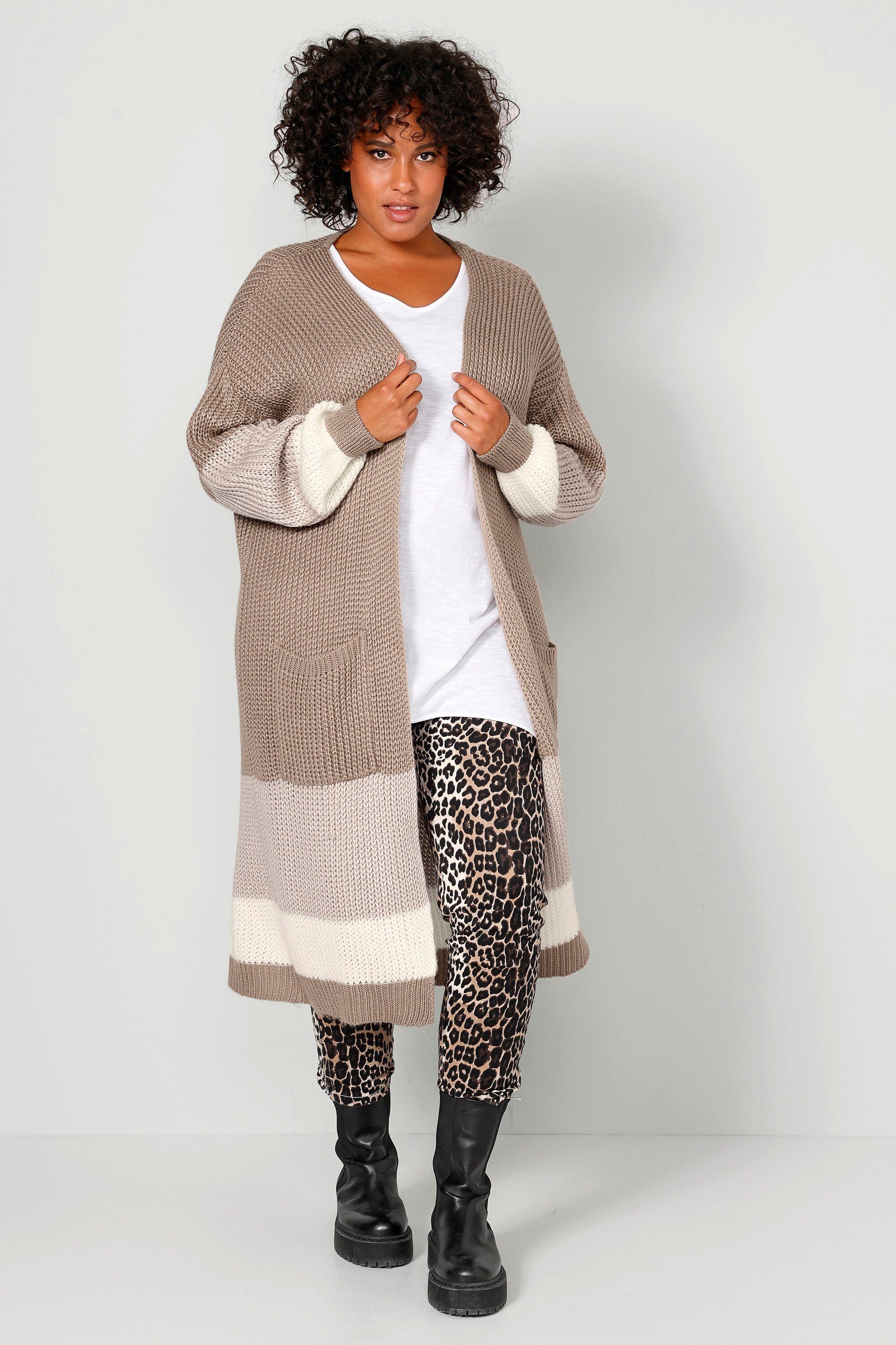 Fisoew Strickjacke Damen Lang - Oversized Cardigan Mit Taschen