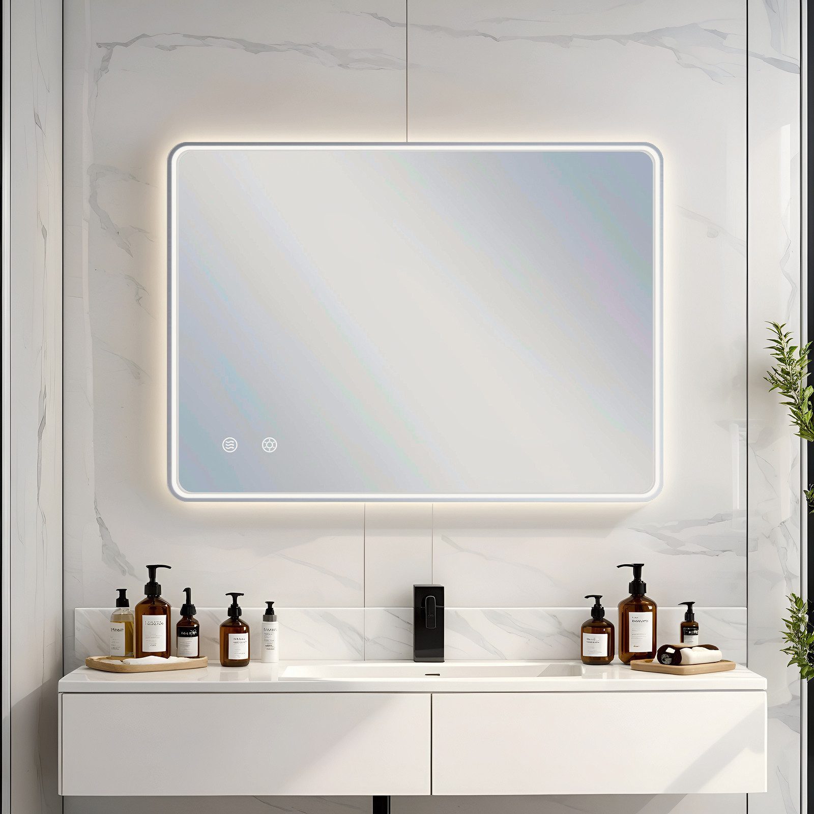 TLGREEN Badspiegel mit Beleuchtung 70x50 cm, Superheller COB LED Lichtstrei günstig online kaufen