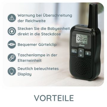 Alecto Babyphone DBX-80, 1-tlg., 3km Reichweite, Nachtlicht,Taschenlampe, mit 9 Stunden Akkulaufzeit, erweiterbar