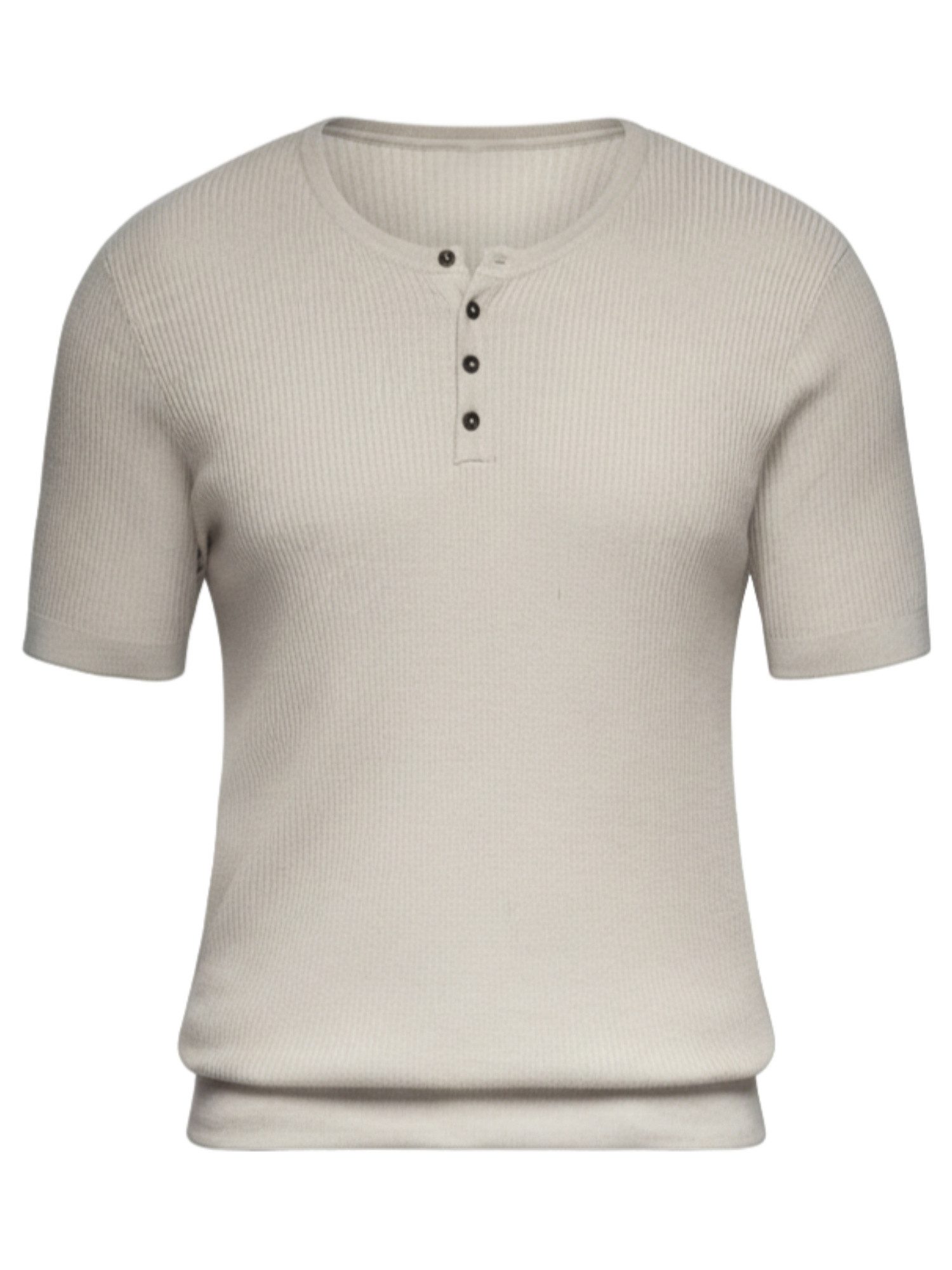 OMBRE T-Shirt Herren-Strick-T-Shirt mit Knöpfen am Halsausschnitt