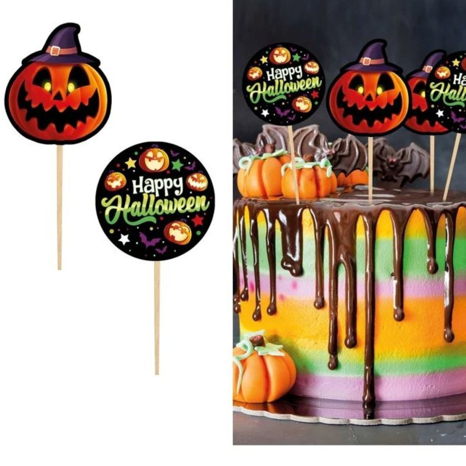 Fiestas Guirca Hängedekoration Halloween 'Kleine Monster', Cake Topper 6cm/12Stk
