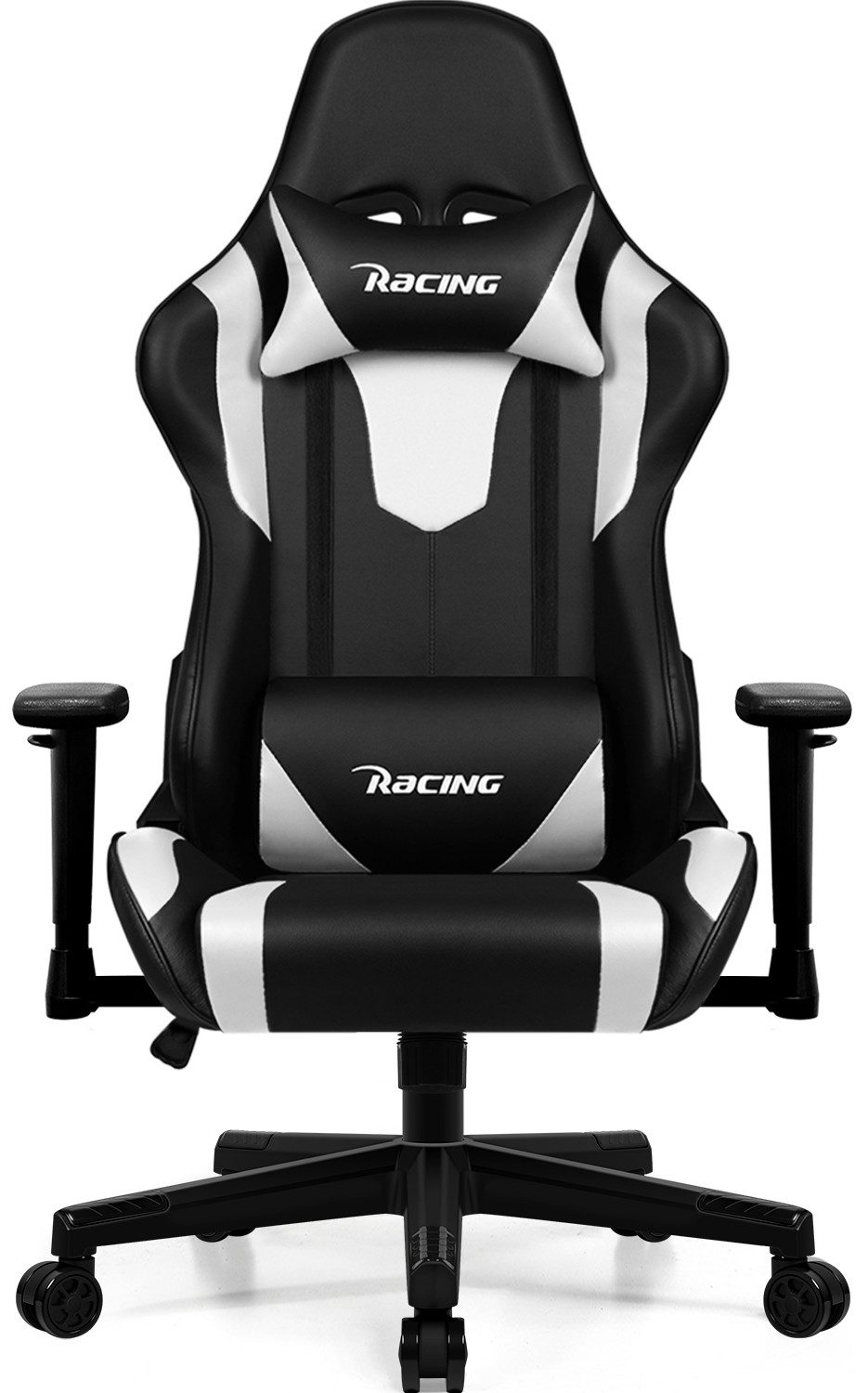 Homimaster Gaming-Stuhl Gaming Stuhl, Ergonomischer Bürostuhl,Gaming Chair mit Wippfunktion (Mit verstellbarem Lendenkissen, Kopfstütze und Armlehnen, gepolsterter Gamer Stuhl), Schreibstuhl Höhenverstellbar, 150kg Belastbar