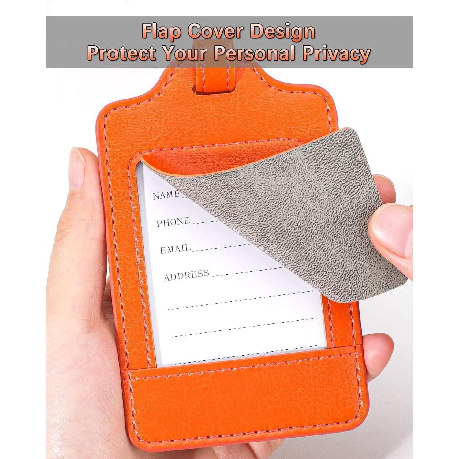 LuxusKollektion Gepäckanhänger 3 Stück Kofferanhänger PU Leder Adressschild Flugreise Orange
