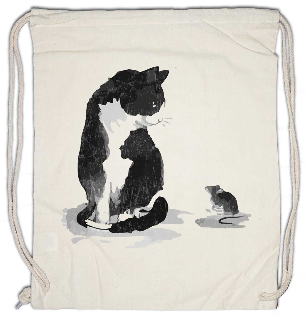 Urban Backwoods Turnbeutel Cat And Mouse Turnbeutel Katzen Kätzchen Kater Katze Cat Maus Kitty (1-tlg), Addicted Kittens Lover Liebhaber