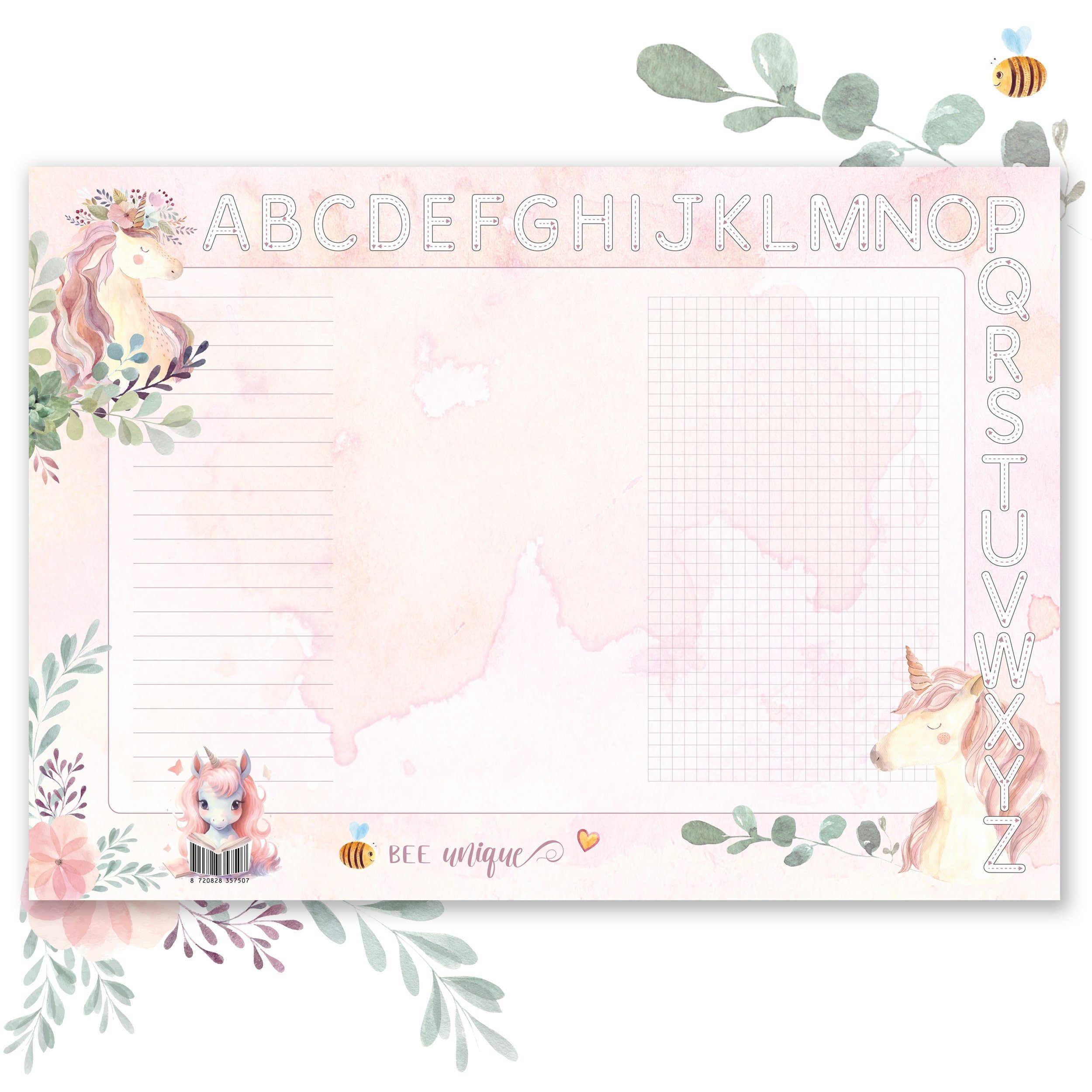 TOBJA Schreibtischunterlage A3 Schreibtischunterlage Einhorn Mädchen Rosa Unicorn