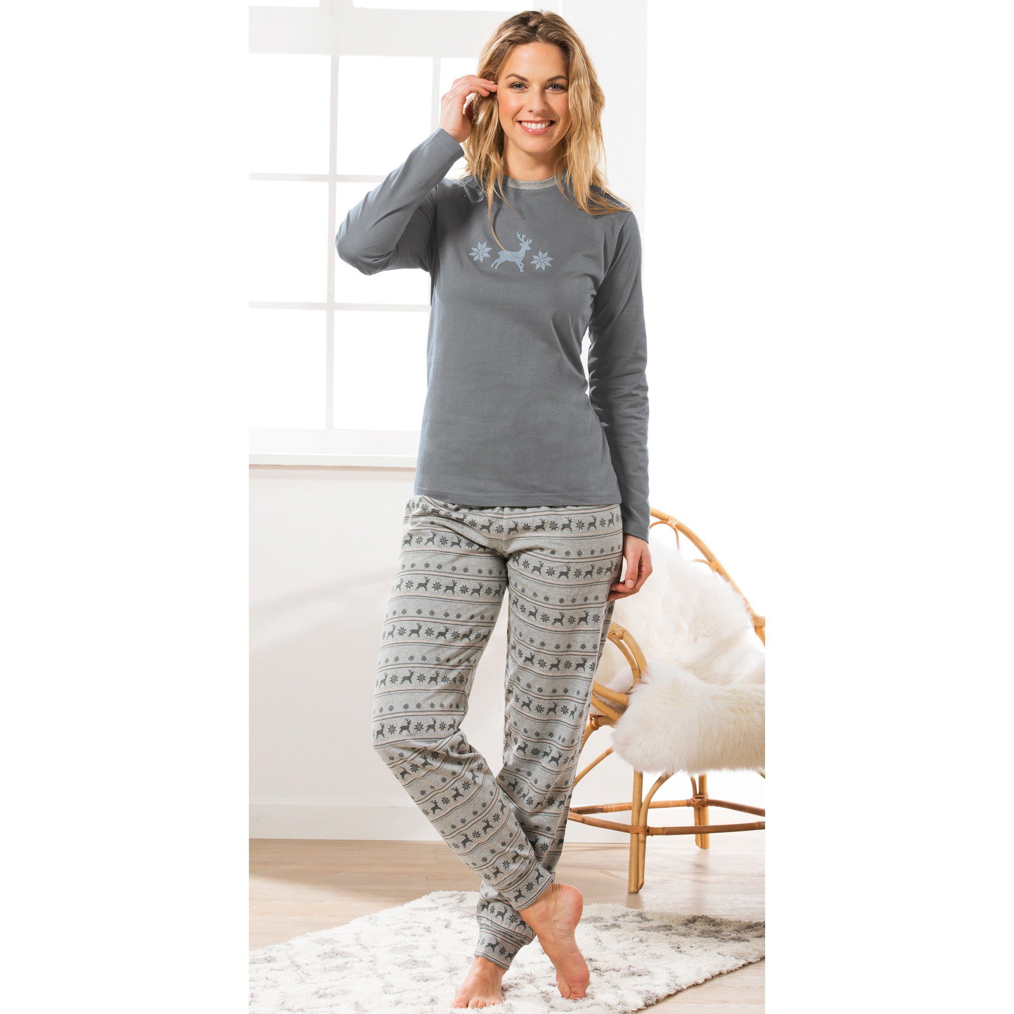 REDBEST Pyjama Damen-Schlafanzug Single-Jersey gemustert
