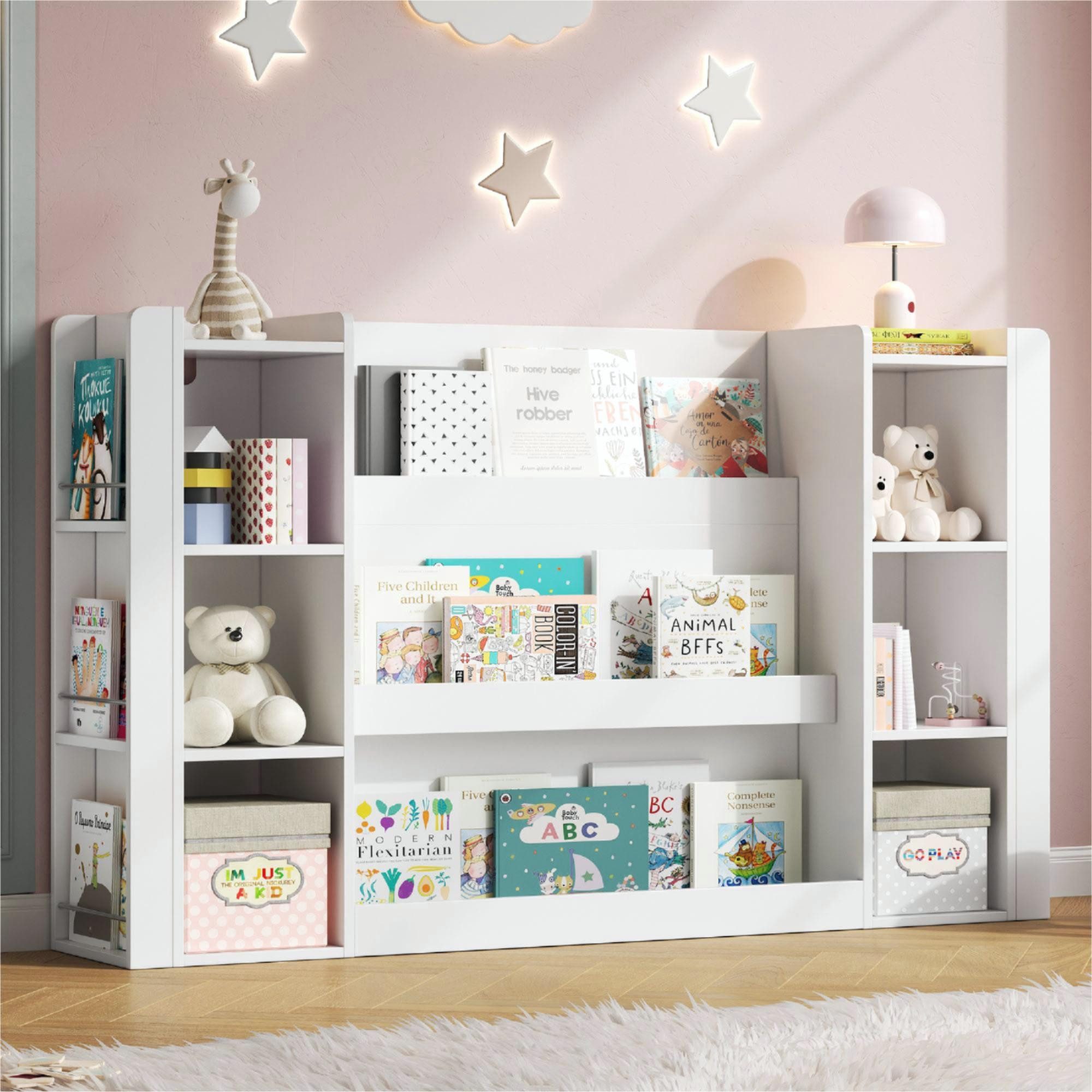 Flieks Bücherregal, 1-tlg., Spielzeugregal Bilderbuchregal Kinderregal Standregal Weiß