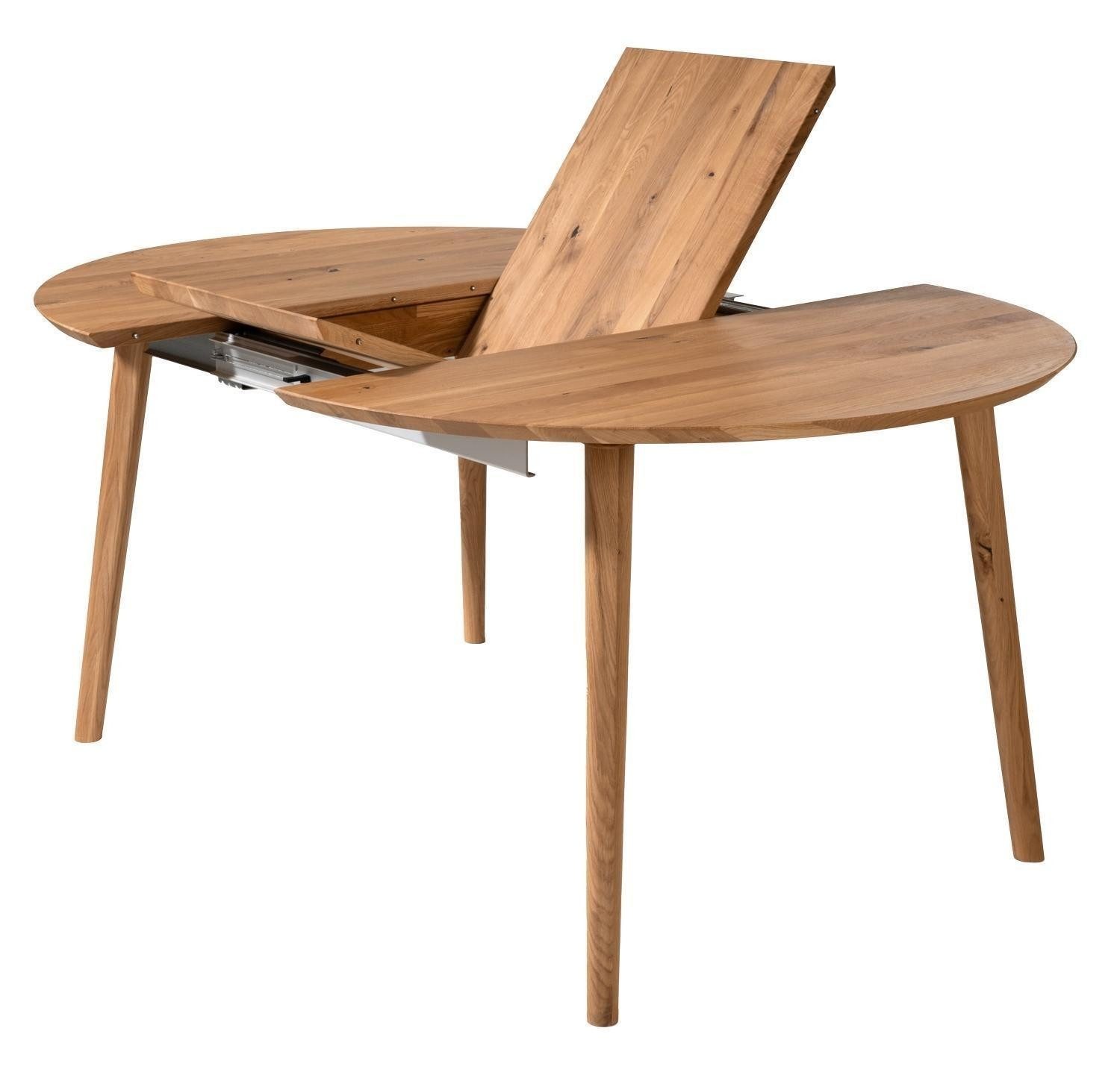 G+K Möbelvertriebs GmbH Esstisch TI-0076, Rund, Ø 120 cm, Wildeichenholz massiv, Ausziehbar bis zu einer Breite von 165 cm