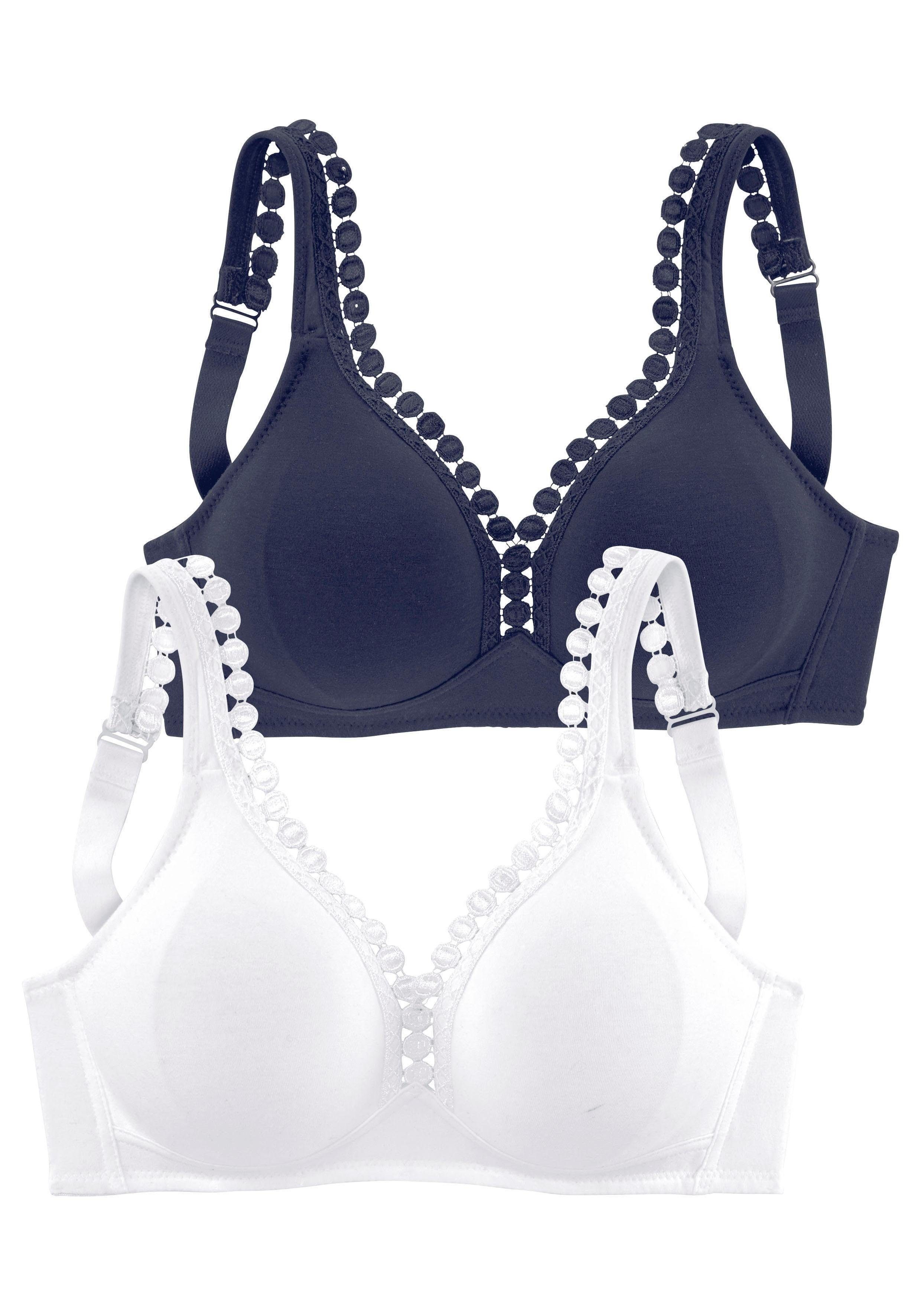 petite fleur Soft-BH (Packung, 2 Stück) ohne Bügel, Baumwoll-Qualität– auch ideal für große Größen