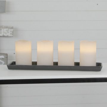 MARELIDA LED-Kerze LED Kerzenset May Echtwachs flackernd Timer H: 12,5cm - weiß - 4er Set (4-tlg)