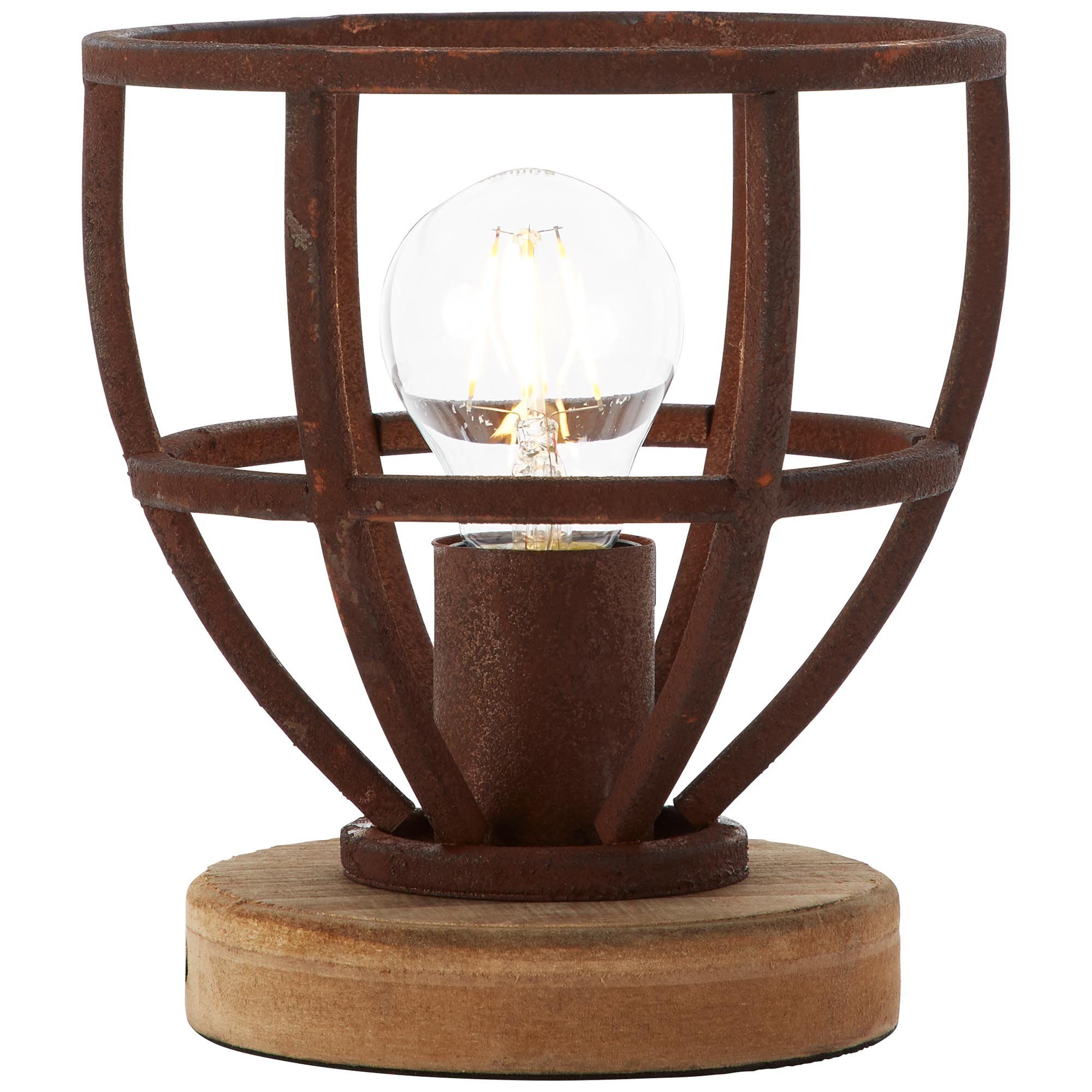 Tischleuchte A60, E27, Tischleuchte Brilliant Lampe Matrix Wood, 18cm 1x Matrix rostfarbend 40W, ge Wood
