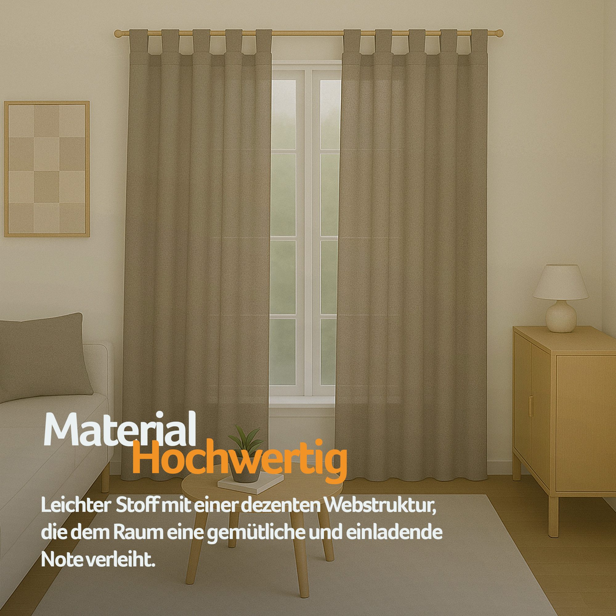 Bestlivings Gardine "Ellen" mit Schlaufen (2 St), Schlaufe, blickdicht, Polyester, einfarbig, modern, waschbar bei 30°C – Bild 2 von 5