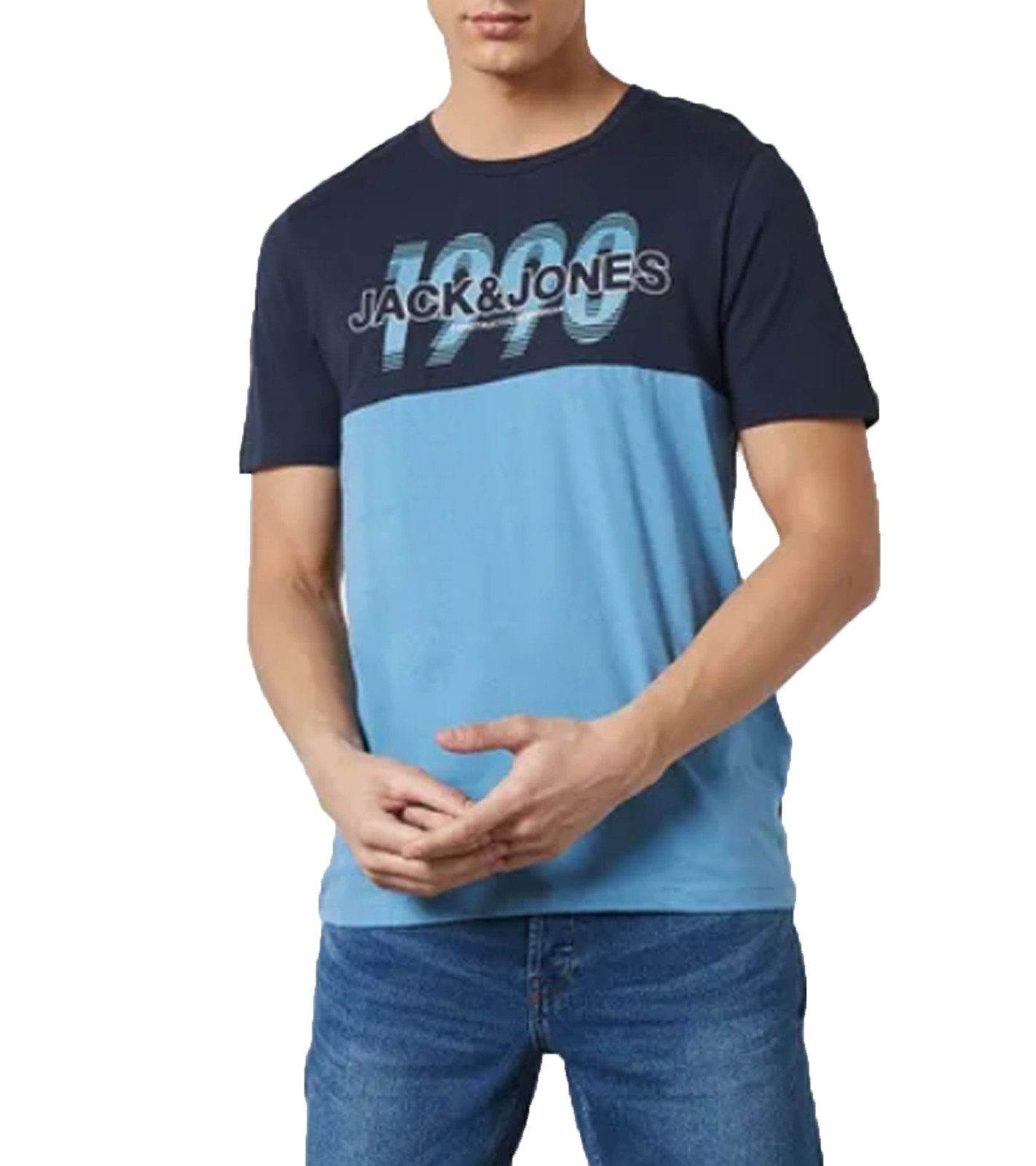 Jack & Jones Rundhalsshirt »JACK & JONES Herren Rundhals-Shirt Logo T-Shirt  Sense Tee Kurzarm-Shirt Navy/Blau« online kaufen | OTTO