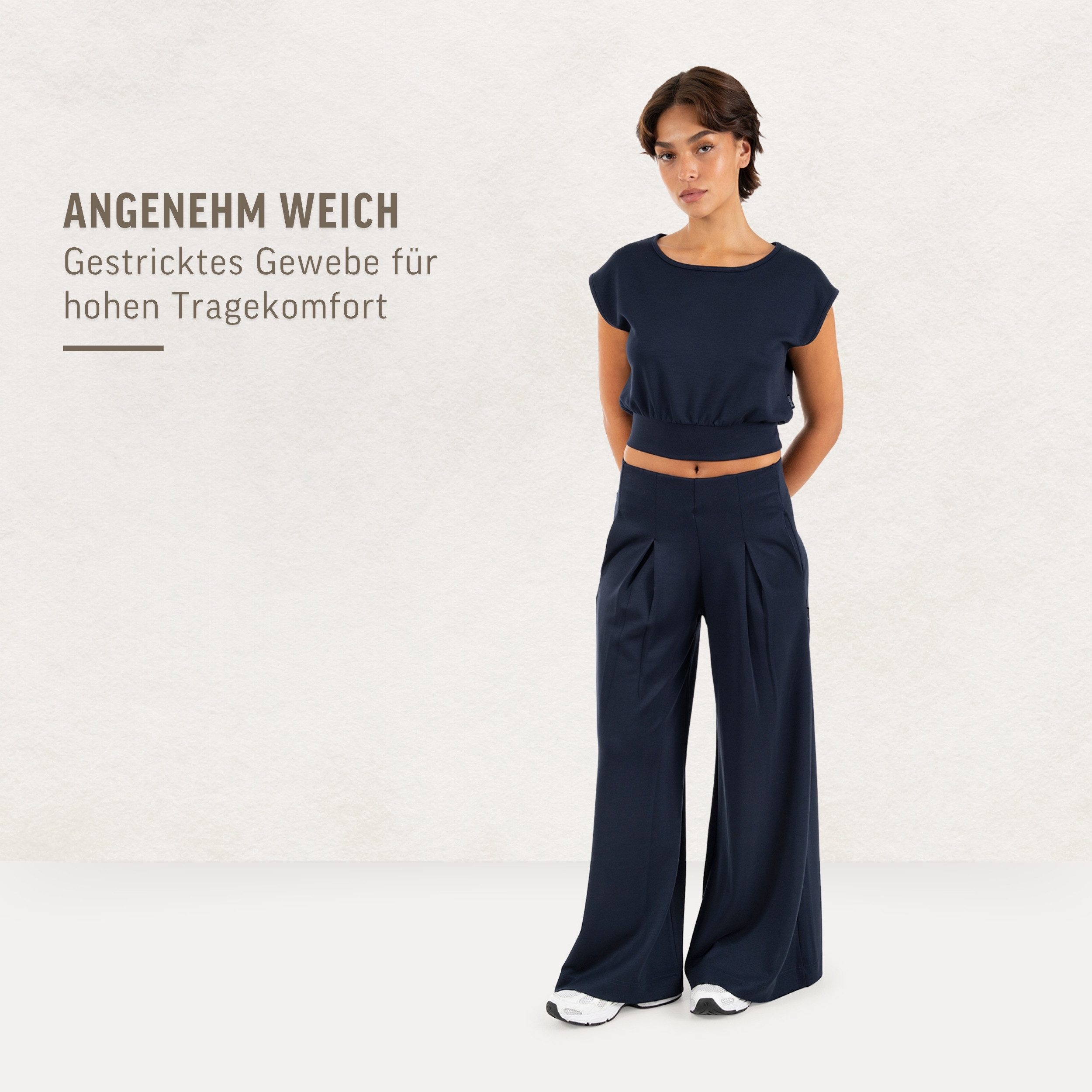 Smilodox Jogginghose Vanea Sweatpants Damen, Loose Fit, Wide Leg, Gym & Freizeit Slip-On, elastisch, weiches Strickmaterial, Bewegungsfreiheit