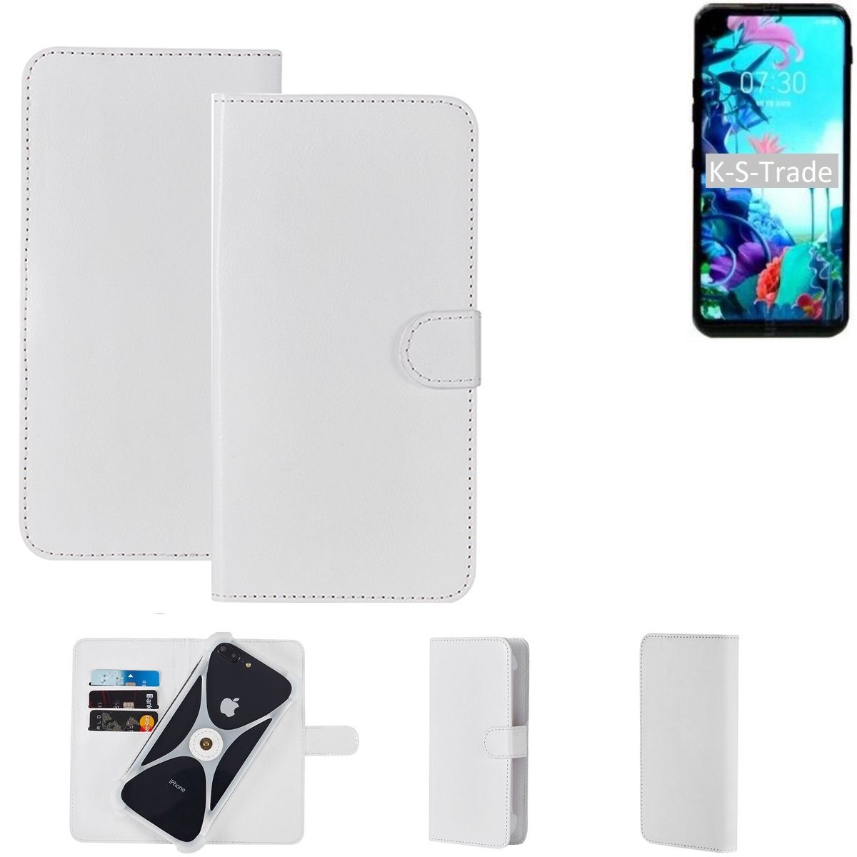 K-S-Trade Handyhülle für LG Electronics Q70, Handy Hülle Schutz Hülle Cover Case Bookstyle Bumper weiß 1x