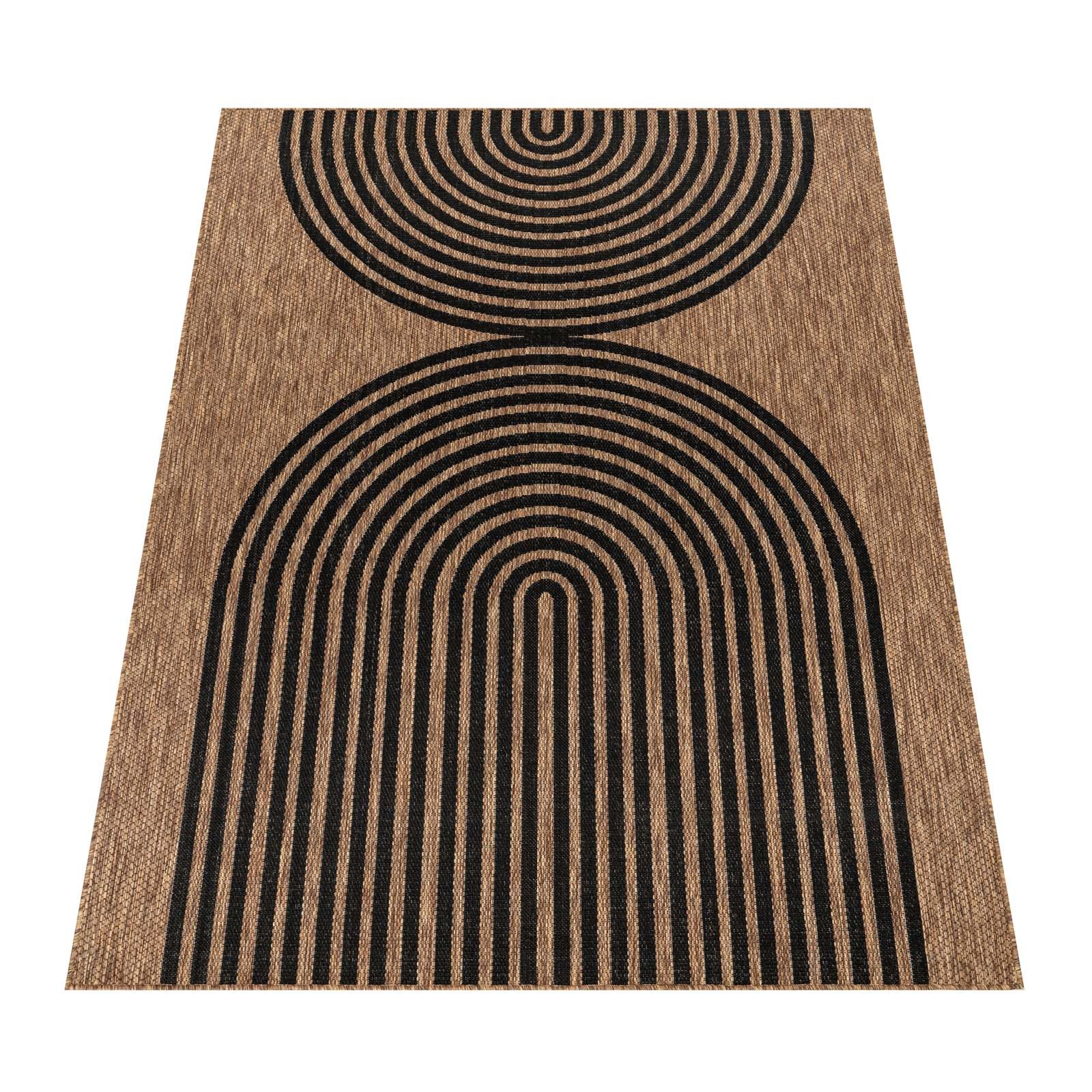 TaraCarpet Teppich Tara Carpet Columbia-Fashion Wave In & Outdoor auch für die Küche, rechteckig, Höhe: 5 mm, Balkon Terrasse Wintergarten natur schwarz Esszimmer 80x150