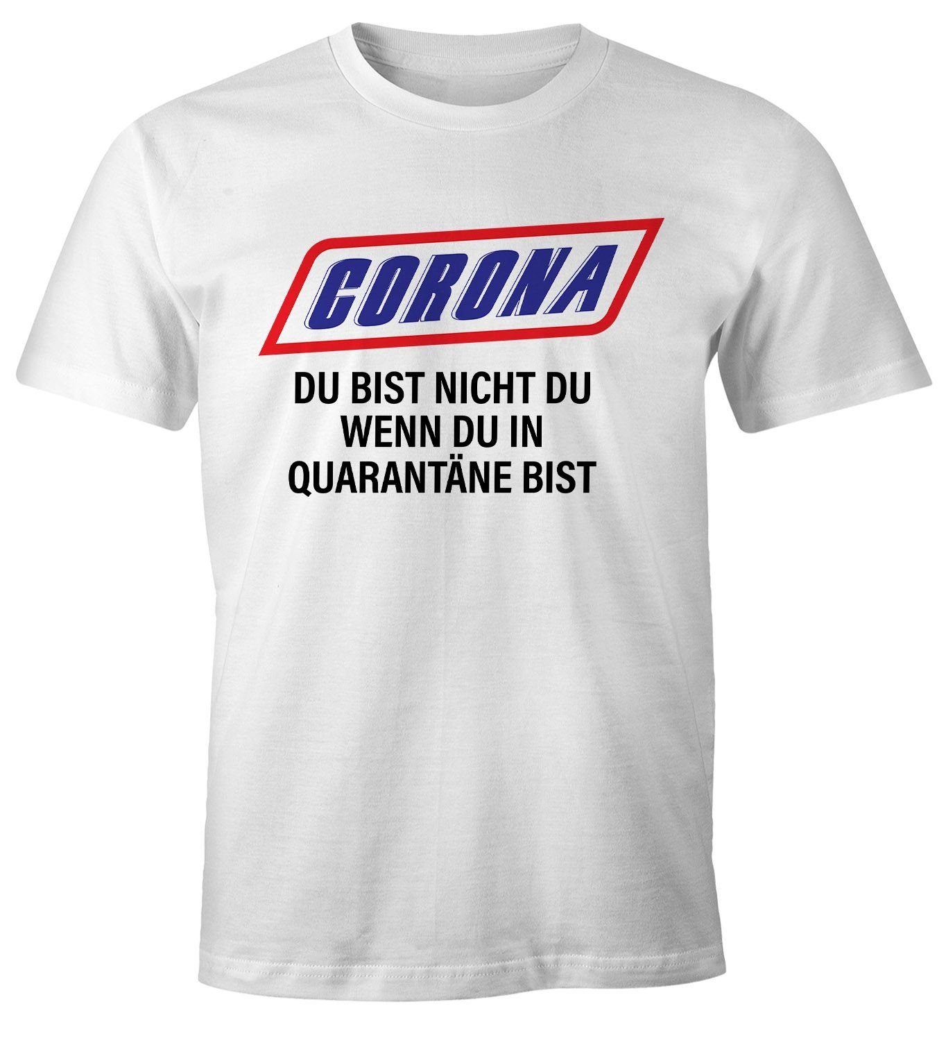 MoonWorks Print-Shirt Herren T-Shirt Spruch Fun-Shirt nicht Print mit weiß Satire Parodie bleiben zuhause Quarantäne bist Virus Du Du Moonworks®