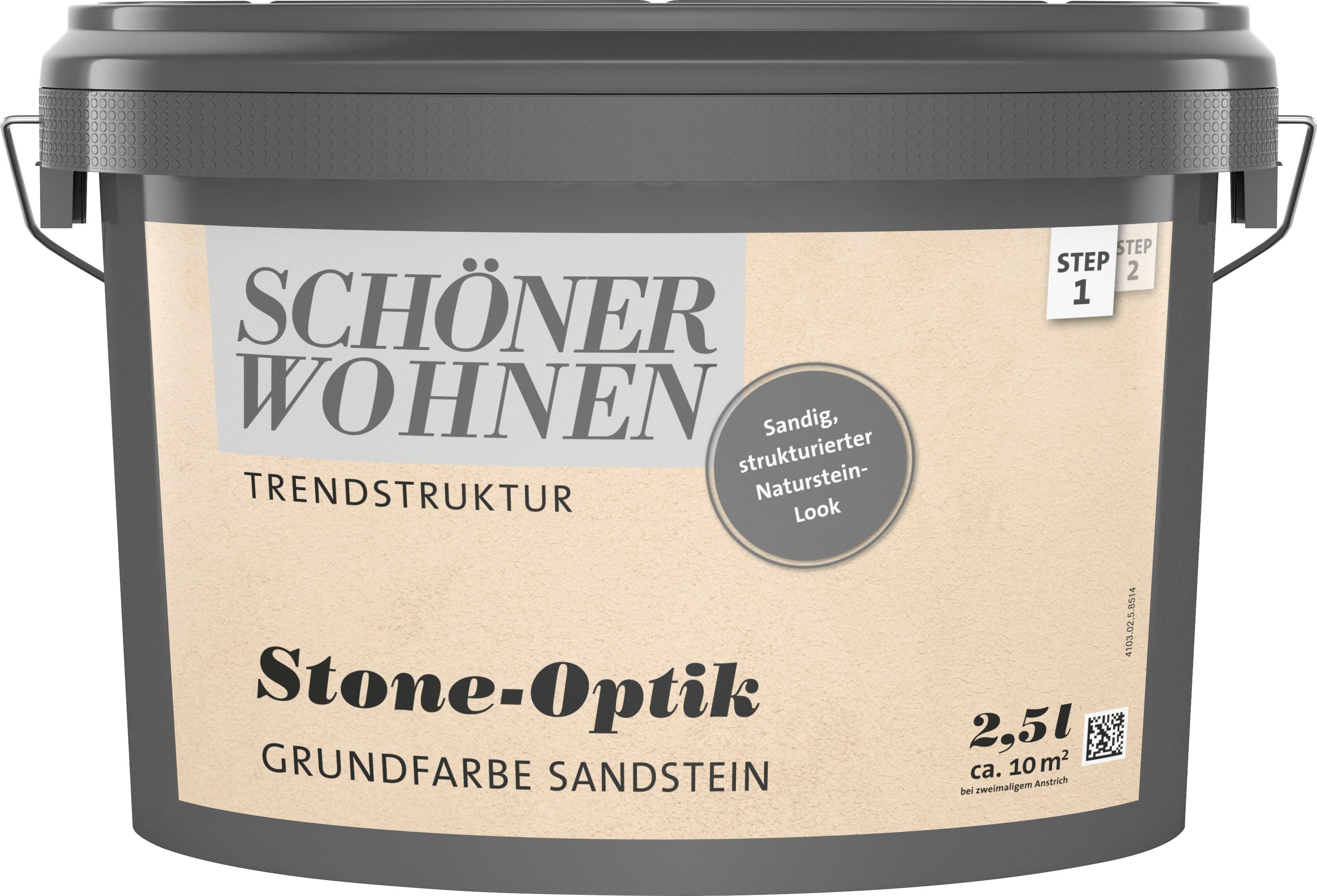 SCHÖNER WOHNEN FARBE Wand- und Deckenfarbe TRENDSTRUKTUR Stone-Optik Effektlasur, einzigartige Oberflächen mit sandig strukturiertem Stein-Effekt