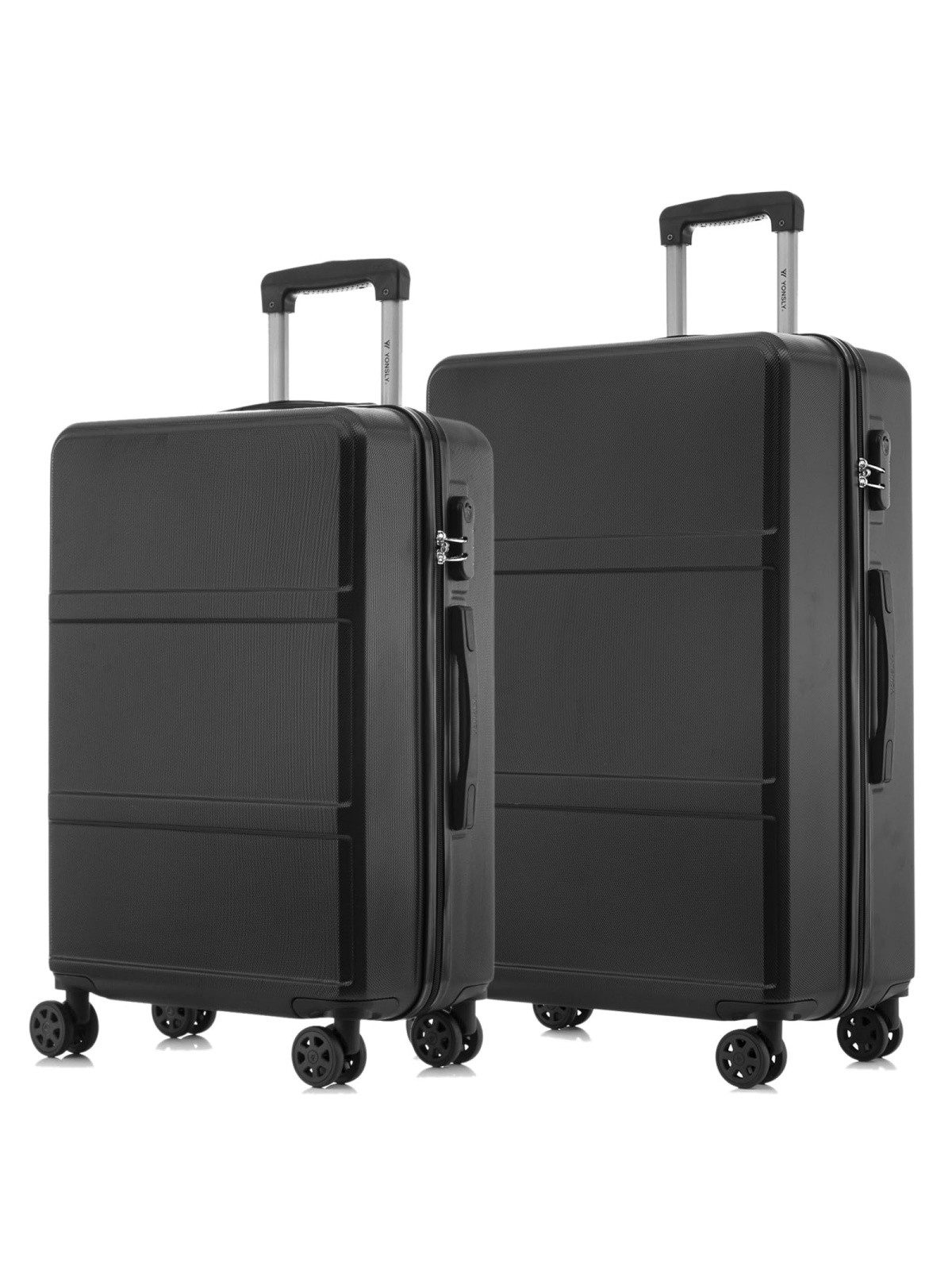 YONSLY Handgepäckkoffer Hartschalen-Reisekoffer aus ABS als Trolley-Set, 4 Rollen, mit 360°-Doppelrollen, Zahlenschloss und komfortablem Gummigriff