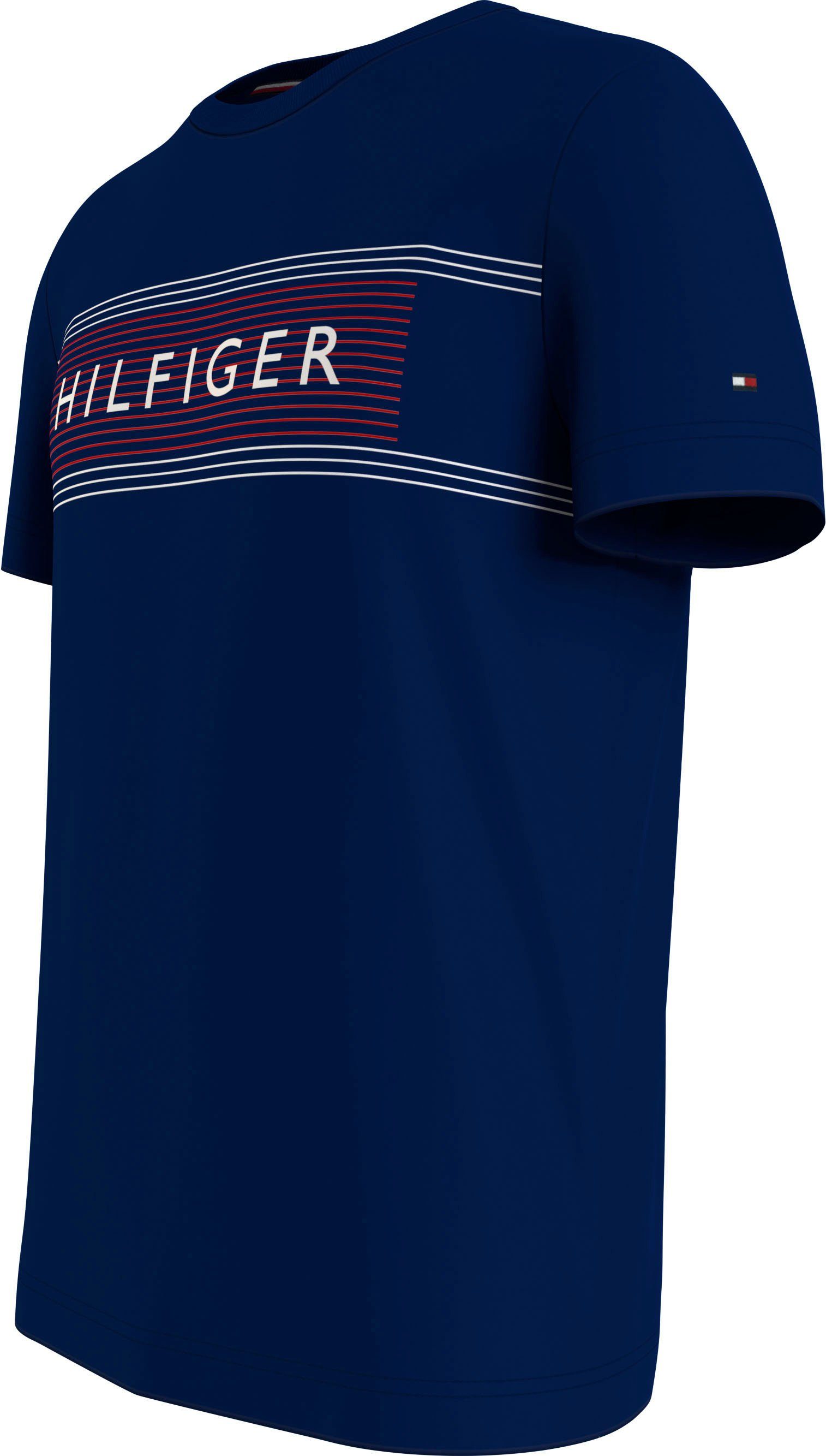 Tommy Hilfiger Rundhalsshirt BRAND LOVE TH-Stickerei Sky TEE am Ärmel Desert mit CHEST