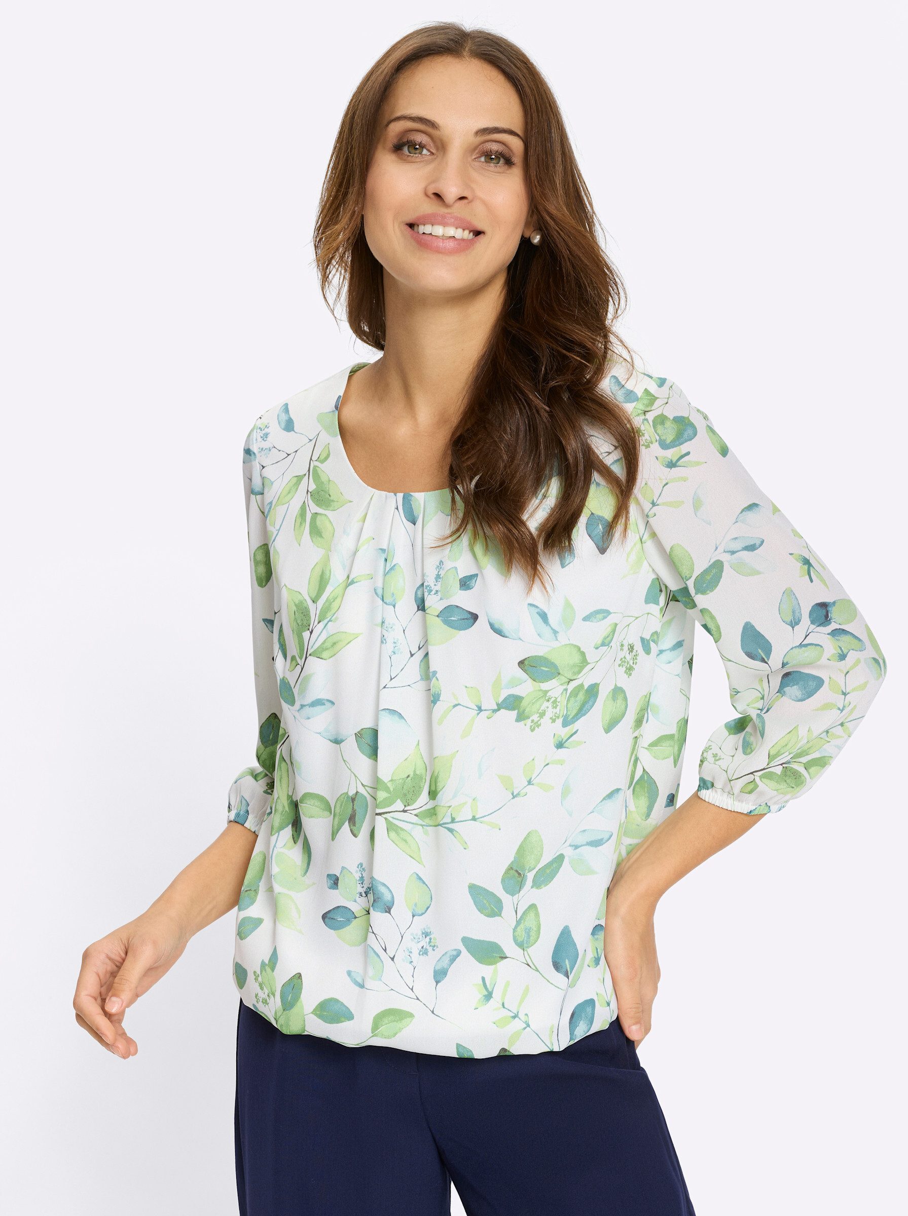 Witt Klassische Bluse Georgette-Bluse 3/4-Arm