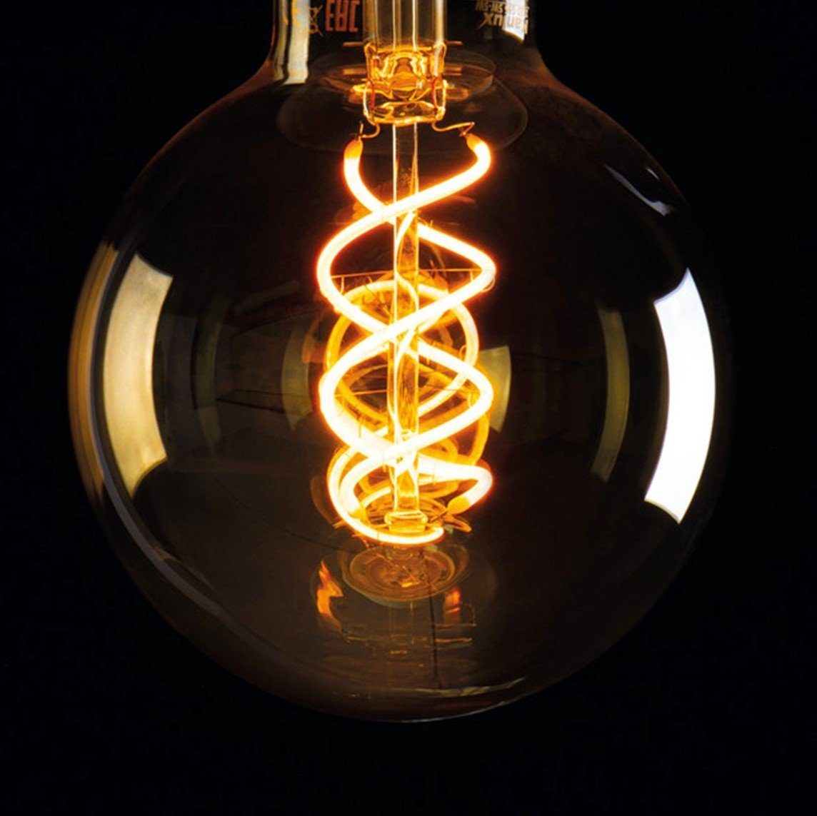 SSC-LUXon LED-Hängeleuchte E27 mit PIA Beton Filament, Design LED Warmweiß Globe Pendelleuchte Spiral