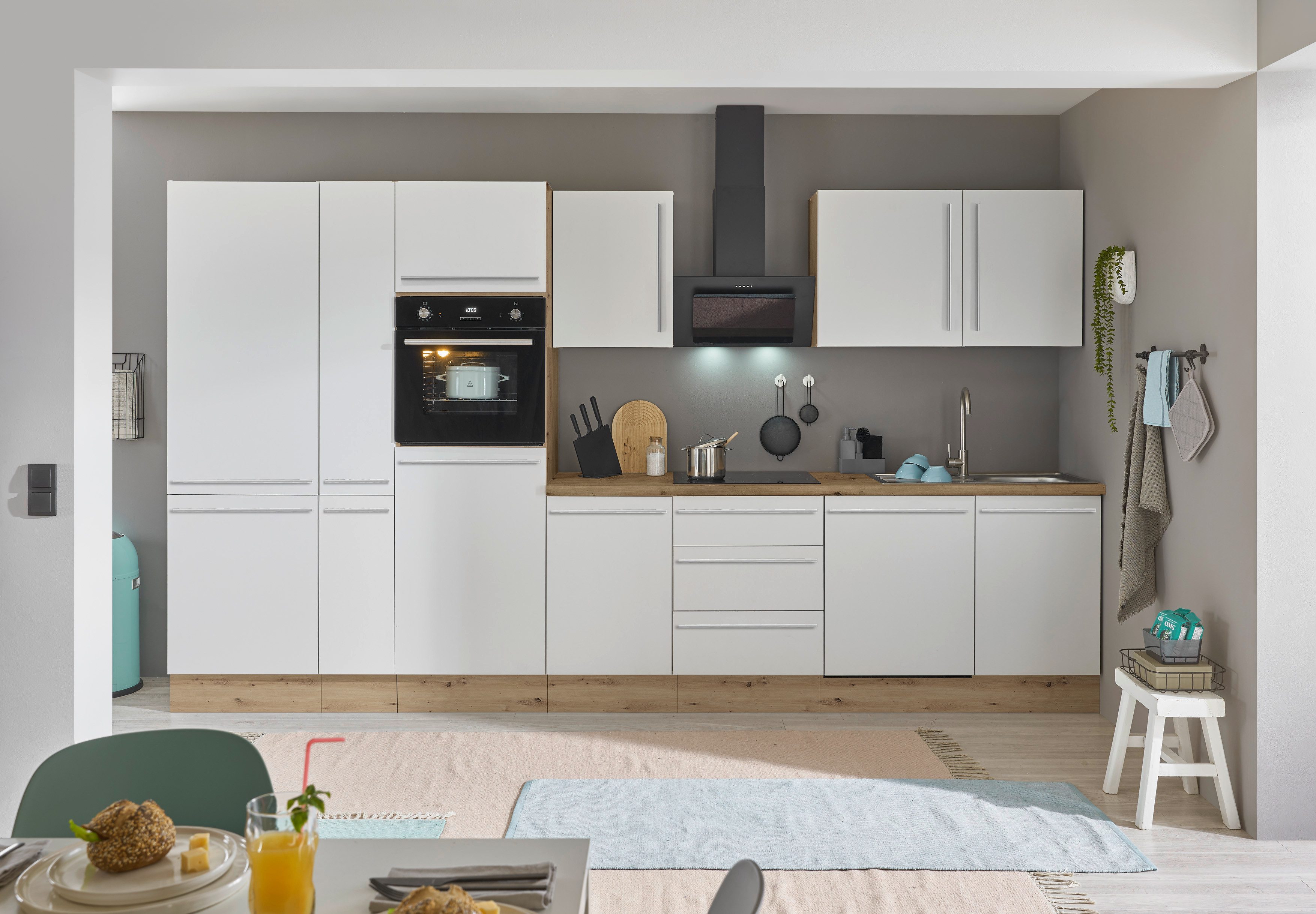 KOCHSTATION Küchenzeile Florida, Breite 370 cm, wahlweise mit E-Geräten,Sof günstig online kaufen