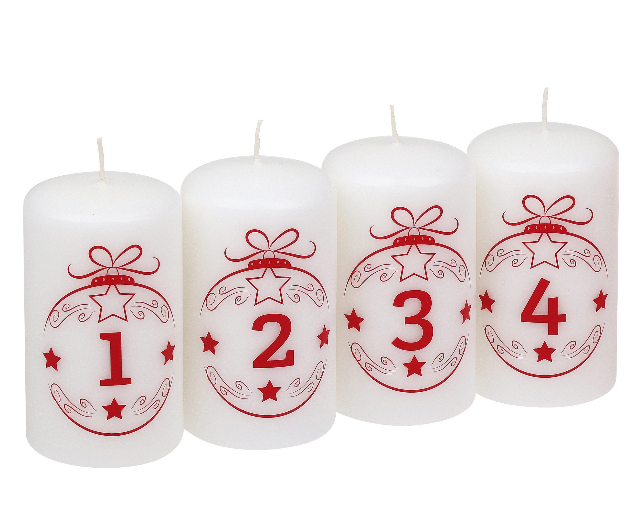 Steinhart Kerzen Adventskerze Stumpenkerzen "Advent Balls 1 - 4", 4er-Pack günstig online kaufen