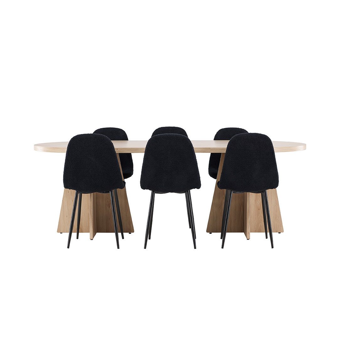 ebuy24 Essgruppe Bootcut Essgruppe Tisch 115x230cm und 6 Teddy Stüh
