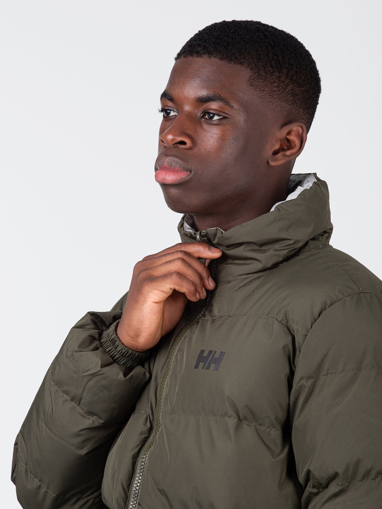 Hansen White YU Reversible Helly Hansen Puffer 23 / Green Wendejacke Utility Helly