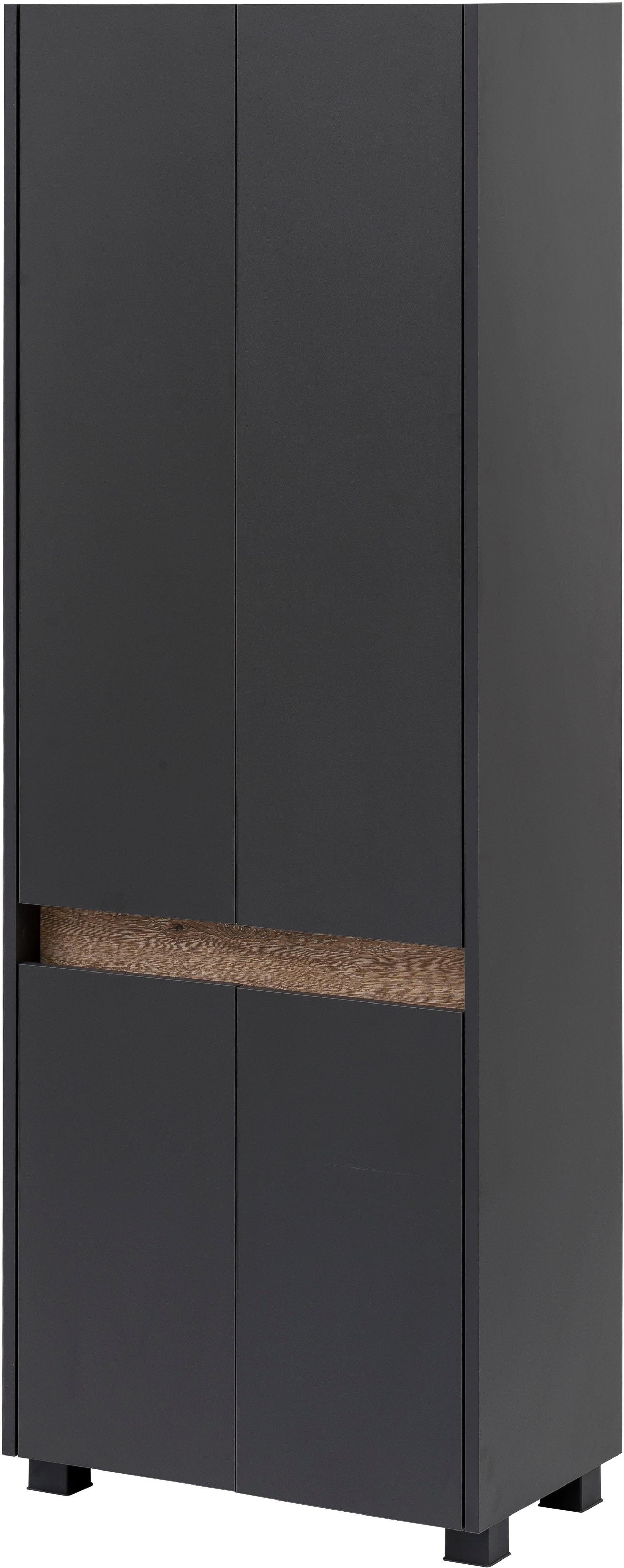 Schildmeyer Hochschrank Cosmo Breite 57 cm, Badezimmerschrank, Blende im modernen Wildeiche-Look anthrazit | anthrazit | Hochschränke