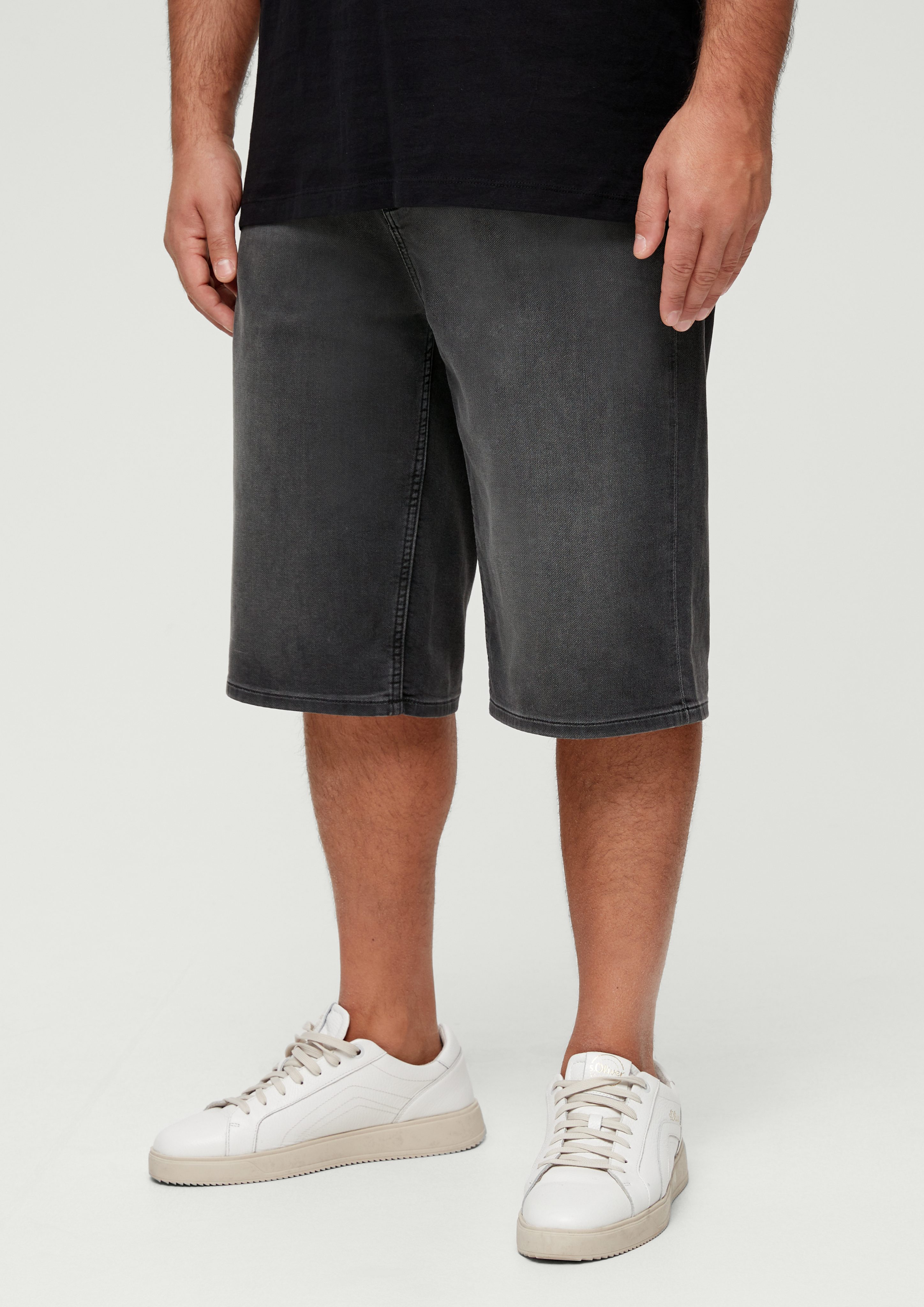 Jeansshorts Rise s.Oliver schiefergrau Straight Fit / / Leg Casby / Mid Relaxed Jeans-Shorts