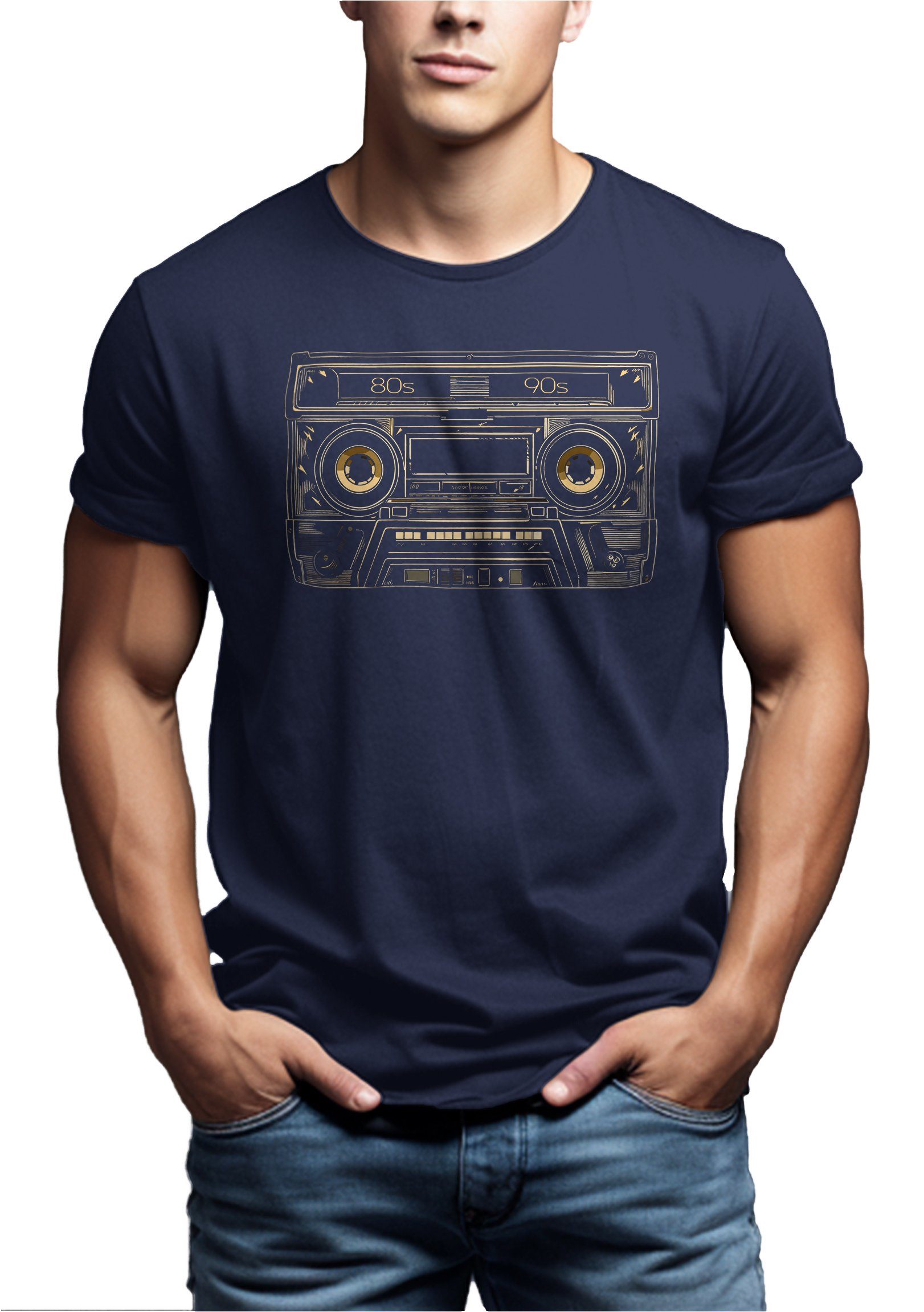 T-Shirt Coole Jugendliche Jungs Motiv MAKAYA Kassette Herren, Jungen Hop Hip für Retro Blau Outfits