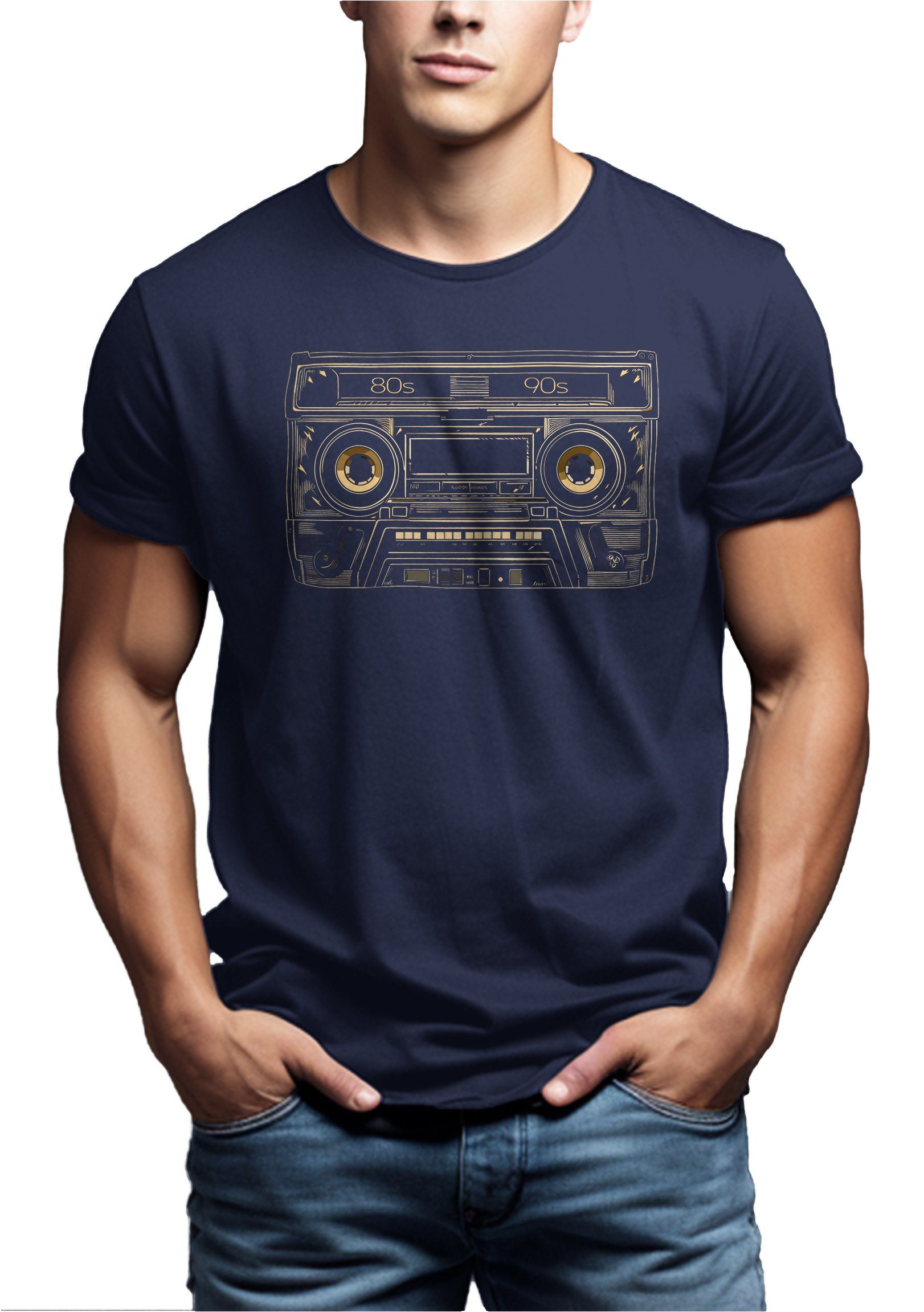 MAKAYA Motiv Herren, Blau Outfits Kassette Jugendliche T-Shirt Hop Retro Jungen Jungs für Hip Coole