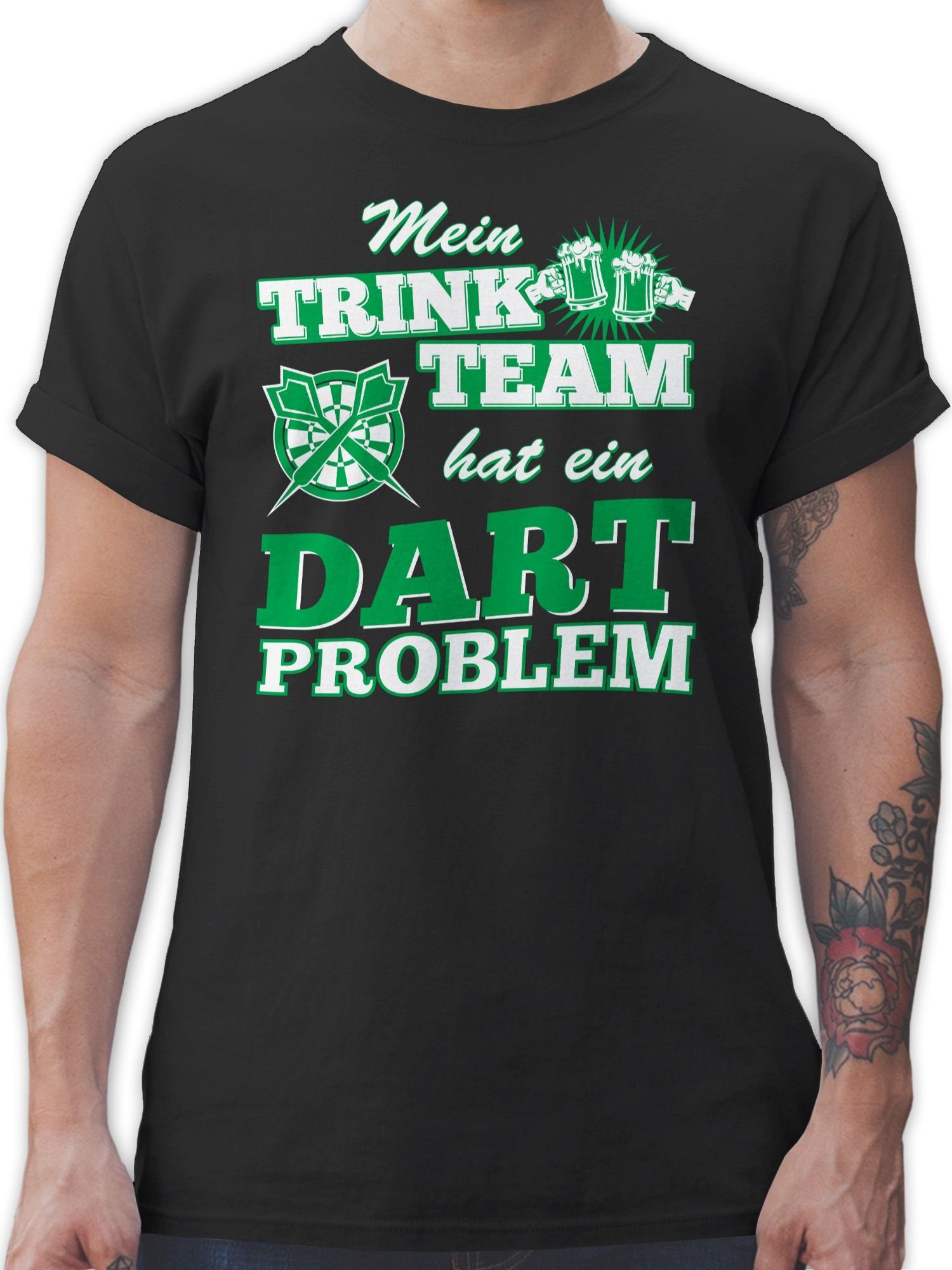 Shirtracer T-Shirt Mein Trink Team hat ein Dart Problem Sport Zubehör 1 Schwarz