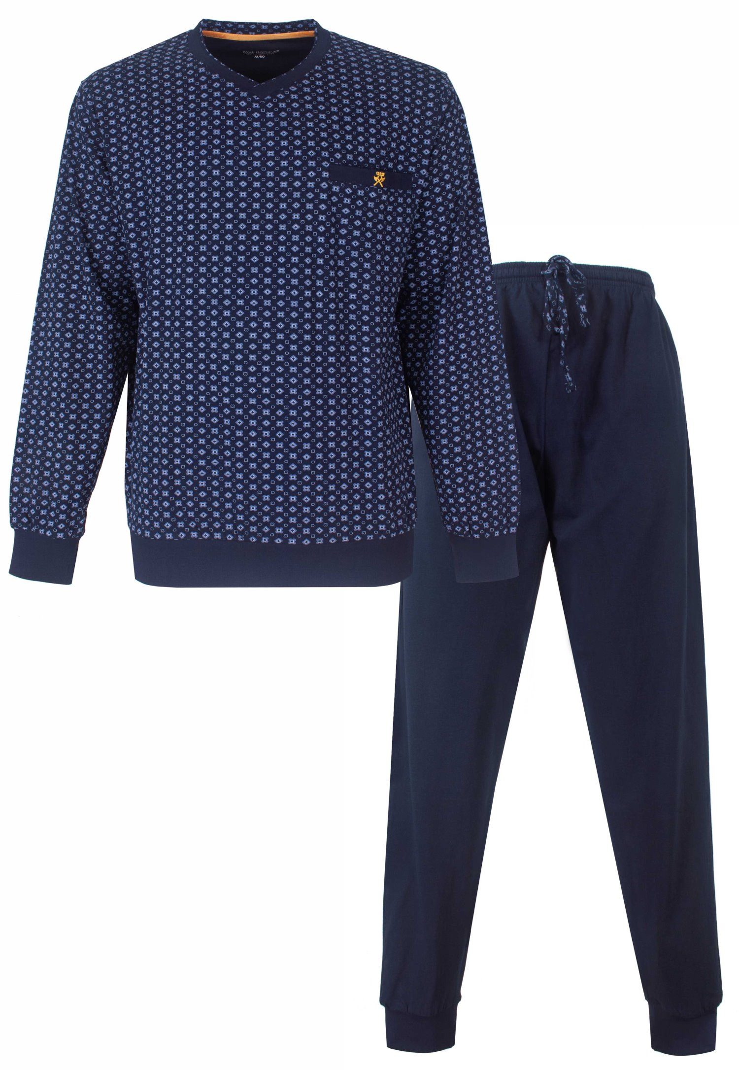 Paul Hopkins Schlafanzug Herren Pyjama mit Bündchen (2 tlg) Baumwolle