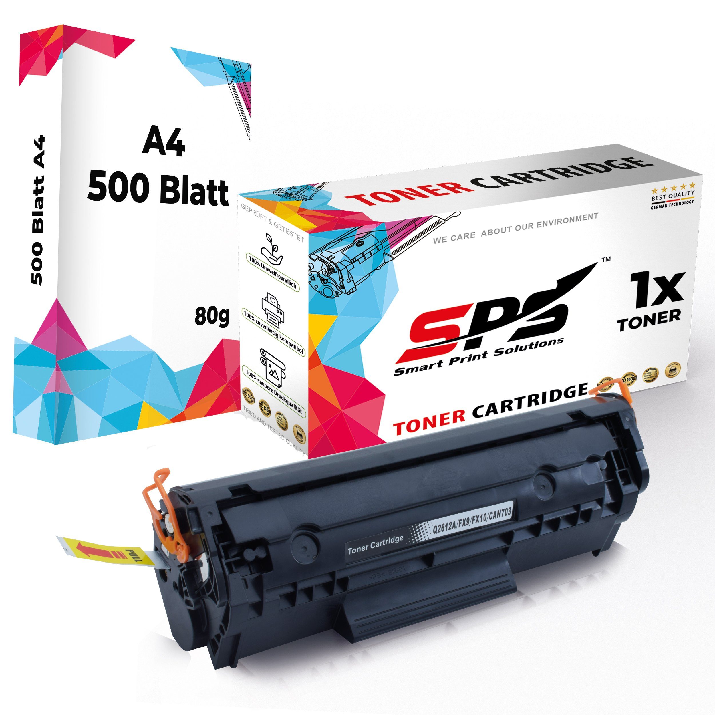 SPS Tonerkartusche Kompatibel für HP Laserjet 1010 12A Q2612A, (1er Pack + A4 Papier, 1x Toner (1x Schwarz)