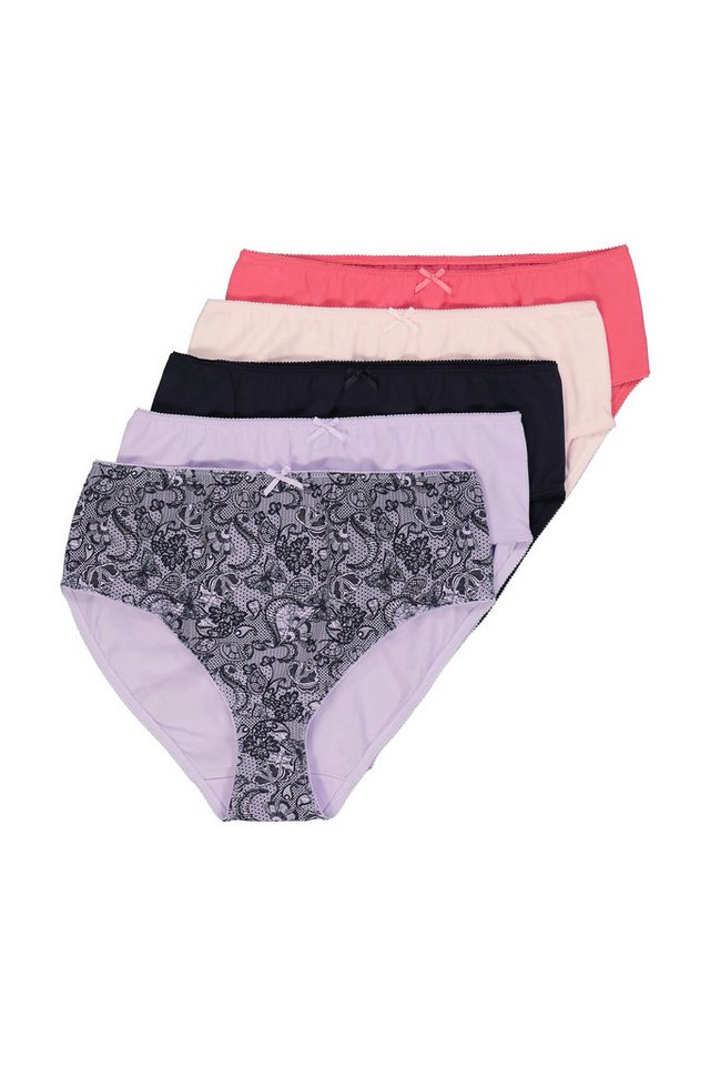 Ulla Popken Midislip Midislips 5er-Pack Muster/einfarbig