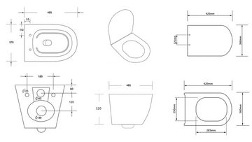 KOLMAN Vorwandelement WC SET: Wand-WC Desna Weiß + C201 + Betätigungsplatte Chrom, 9 l, inkl. Slim WC-Sitz mit Soft-close und Schallschutzmatte