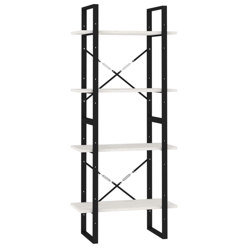 vidaXL Bücherregal NA Bücherregal 4 Fächer Weiß 60x30x140 cm Kiefer Massivholz