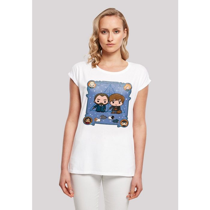 F4NT4STIC T-Shirt Phantastische Tierwesen Chibi Newt And Dumbledore Damen Premium Merch Regular-Fit Kurze Ärmel Bedruckt
