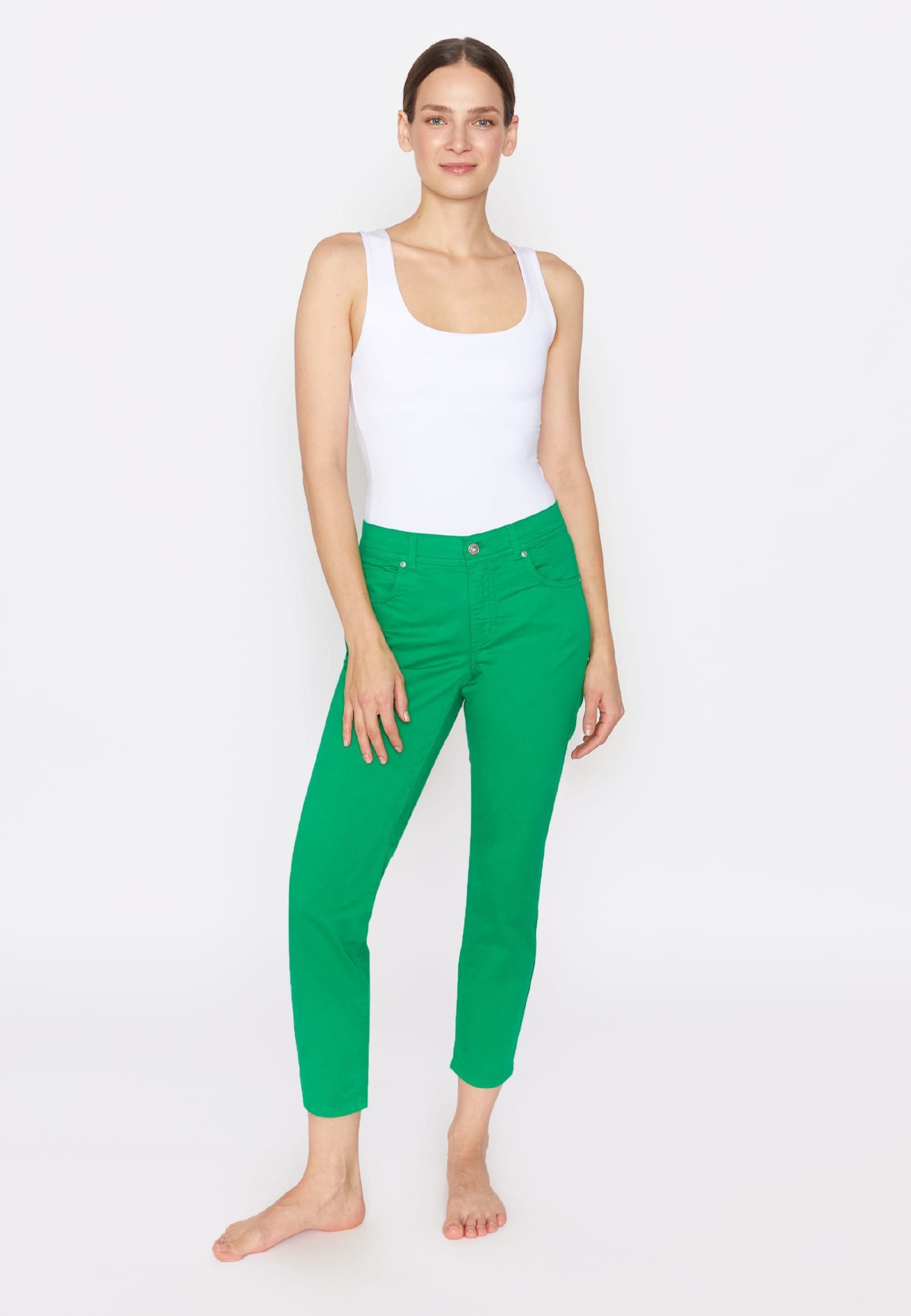 ANGELS 7/8-Jeans Coloured Jeans mit grün Ornella Label-Applikationen