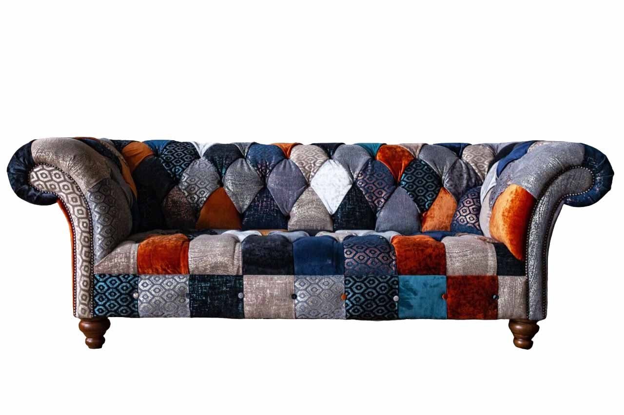 JVmoebel Chesterfield-Sofa, Klassisch Chesterfield Sofa Sofas Textil Dreisitzer Wohnzimmer Design
