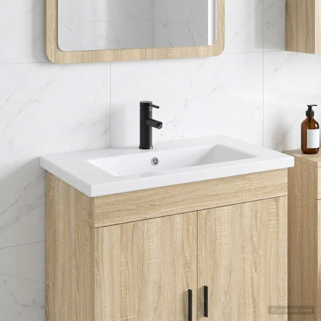 vidaXL Badezimmerspiegelschrank Waschbecken fürs Badezimmer Matt Schwarz 81 x 40 x 17,5 cm (1-St)