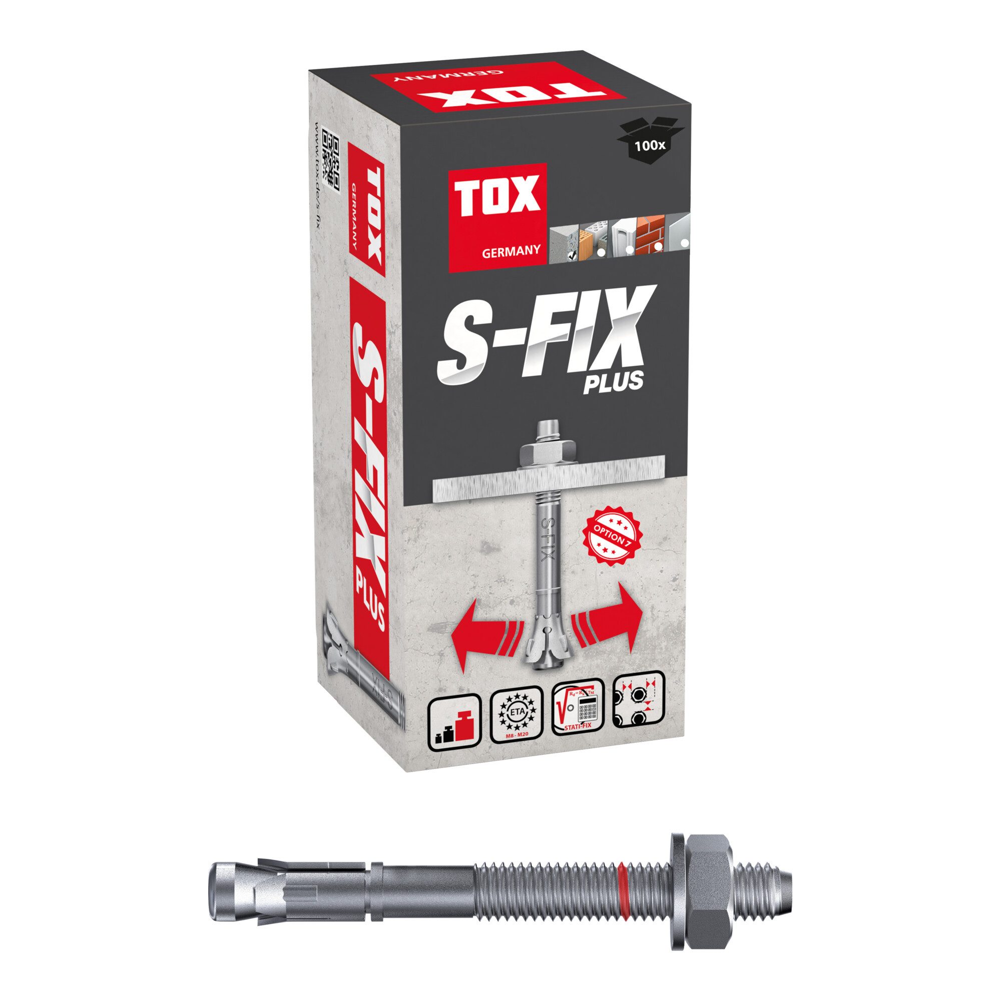 Tox Bolzenanker TOX Bolzenanker S-Fix Plus M8x75/5+18 mm 100 Stk