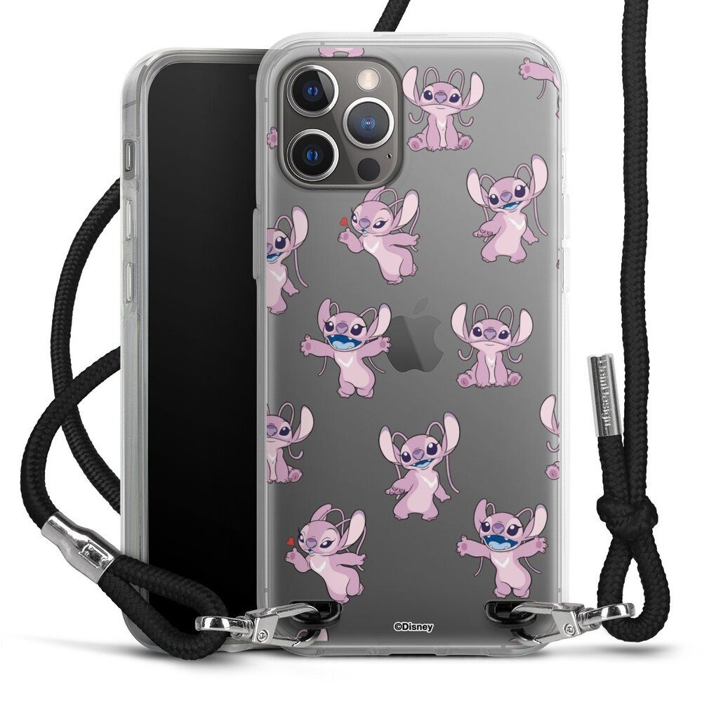 DeinDesign Handyhülle Lilo & Stitch Engel Disney Angel Faces Pattern Transparent, Apple iPhone 12 Pro Handykette Hülle mit Band Case zum Umhängen