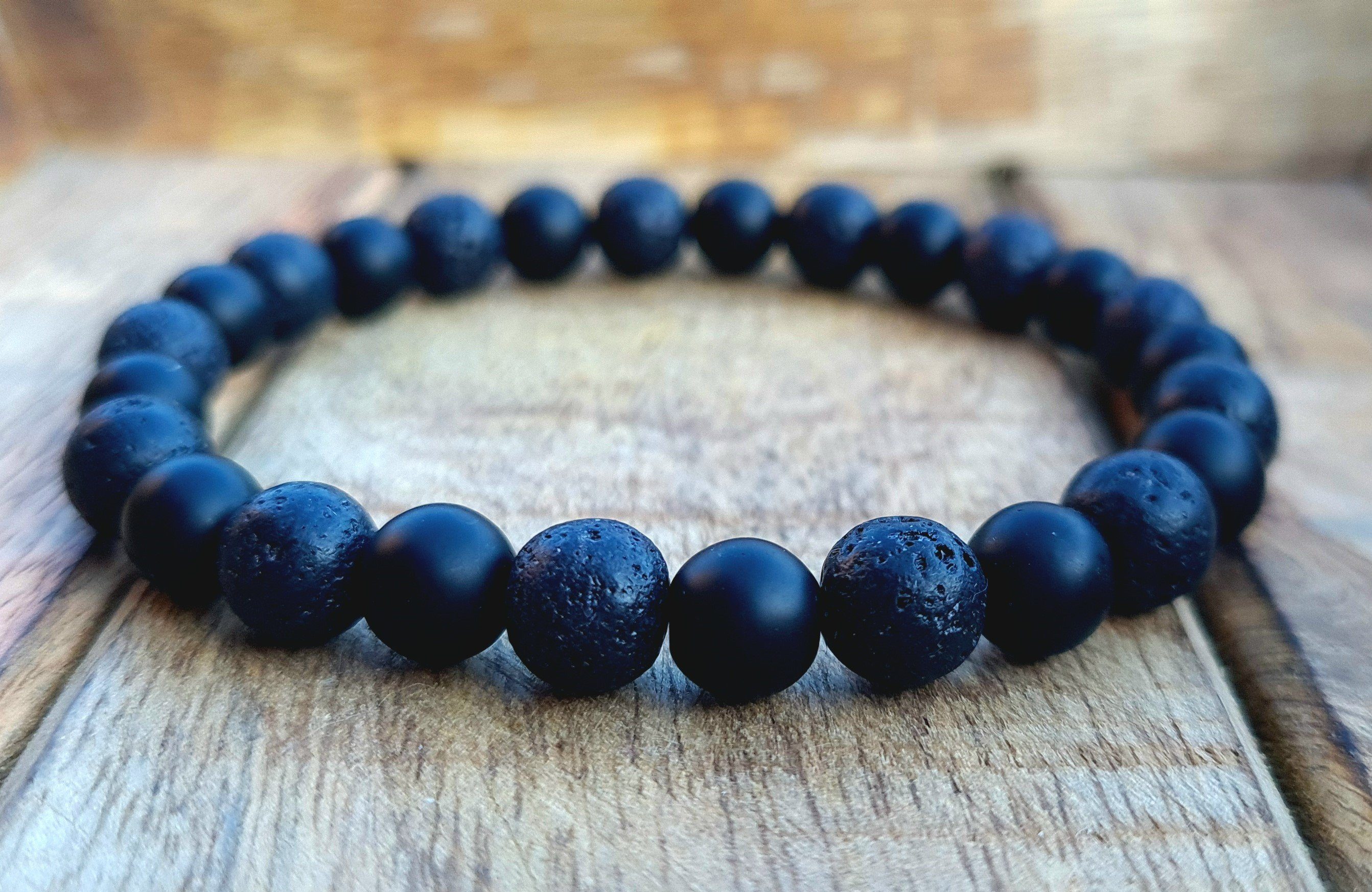 Wir bieten supergünstige Preise NAHLE Armband Naturstein Perlenarmband, Lavastein mit Onyx und