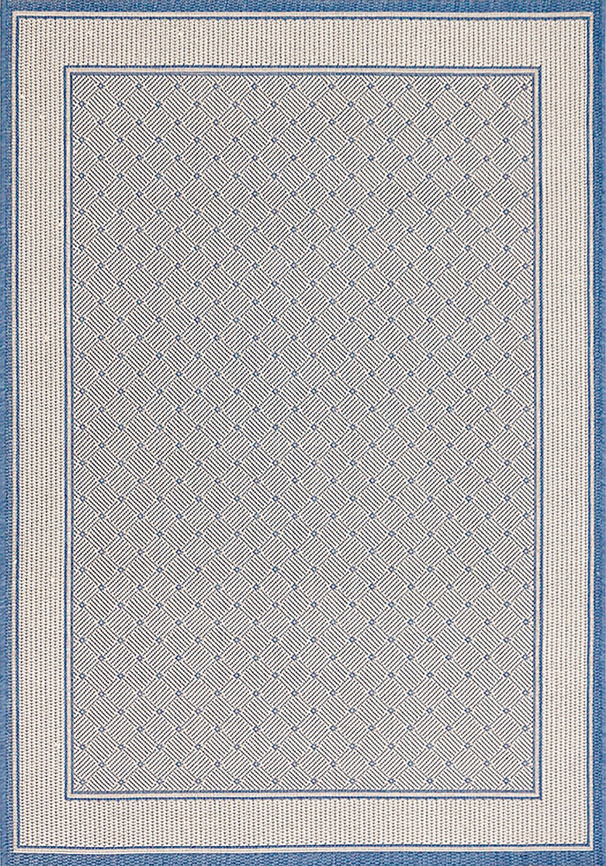 Teppich Faberg, andas, blau Sisal-Optik, Flachgewebe, pflegeleicht, mm, mit Höhe: Bordüre, Scandi rechteckig, 5