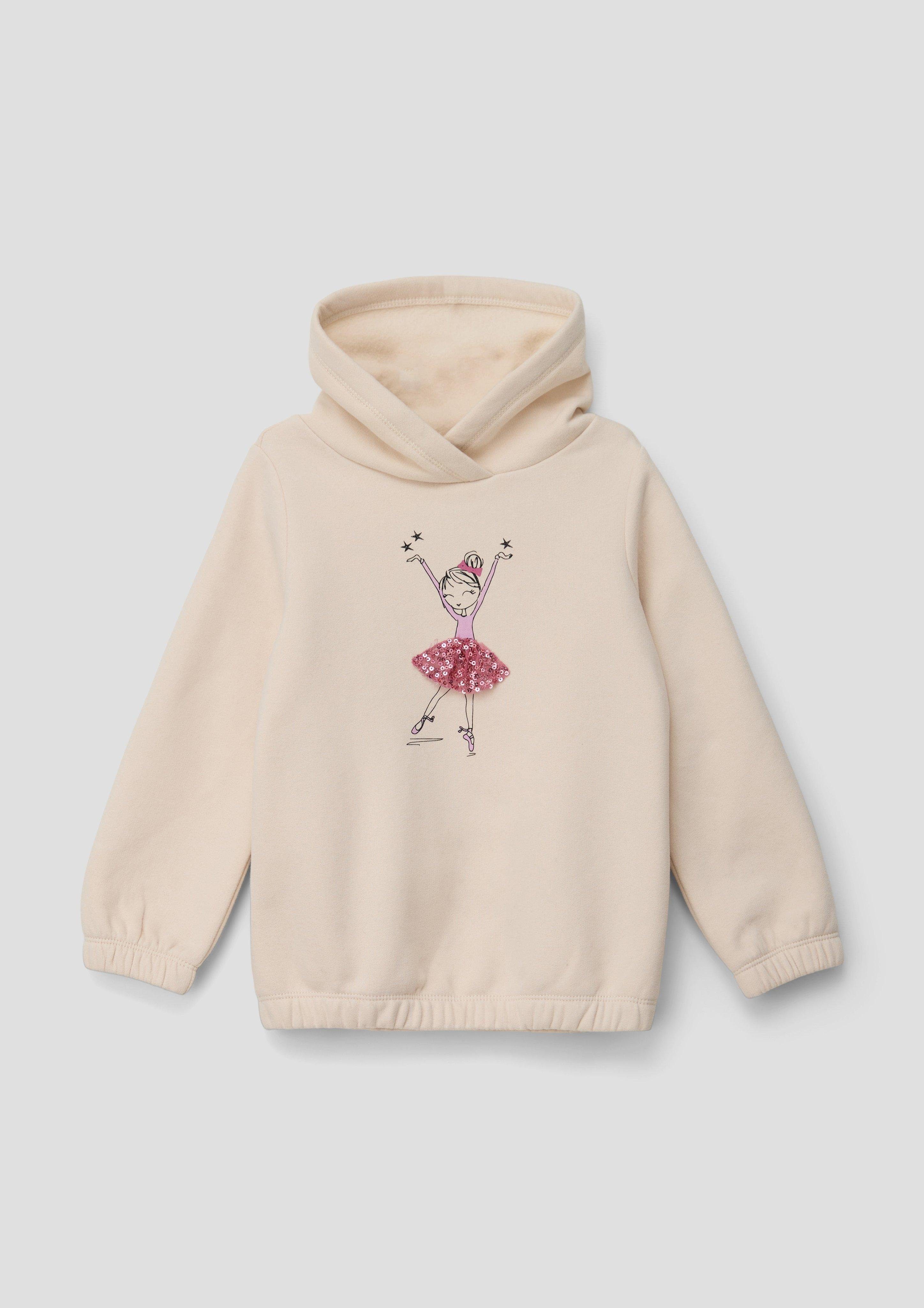 s.Oliver Sweatshirt Sweatshirt mit Schalkragen Pailletten, Glitzer helles sand