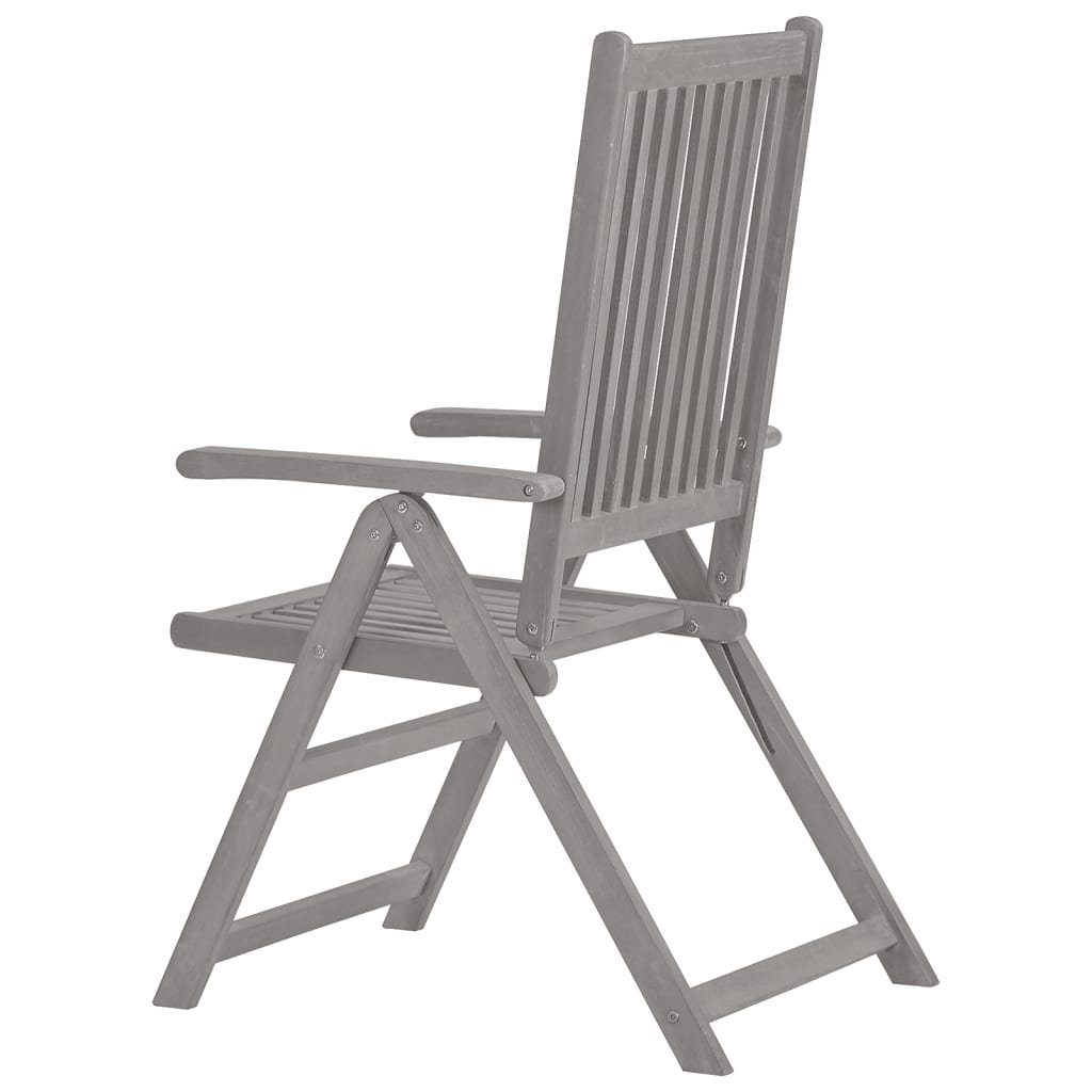 furnicato Gartenstuhl Verstellbare Gartenstühle Stk. mit 8 Grau Akazienholz Auflagen